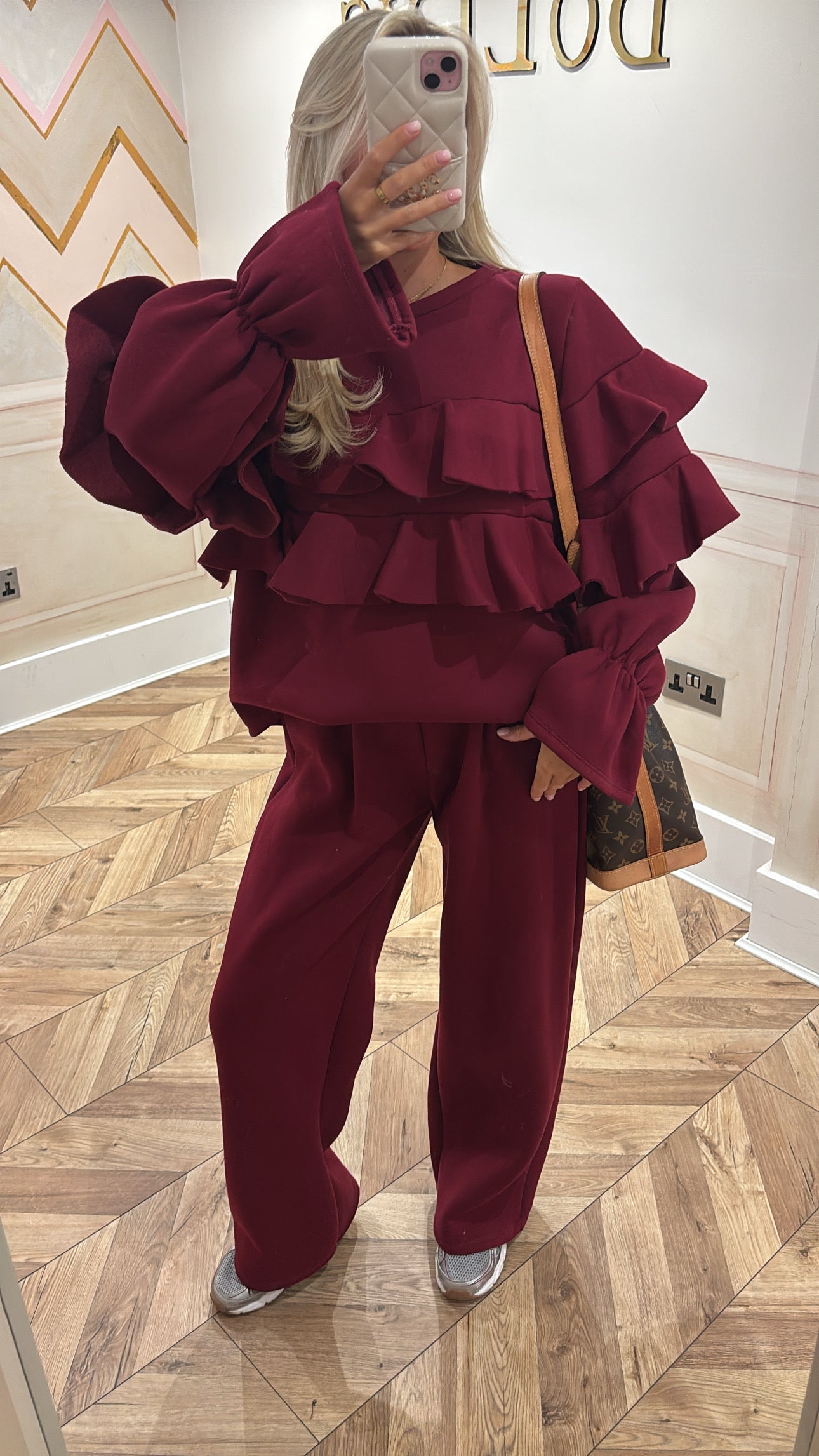 Ruffle flared lounge set 