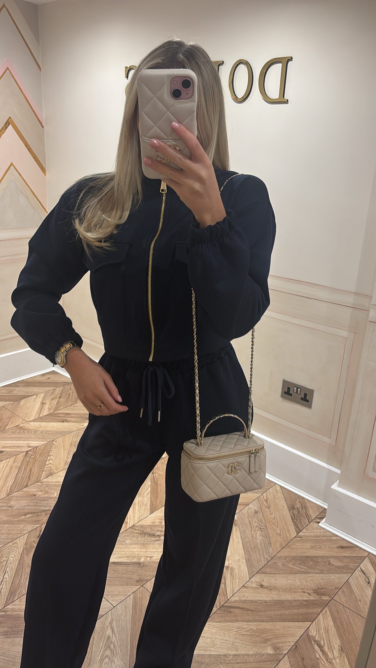 Pocket gold zip lounge set