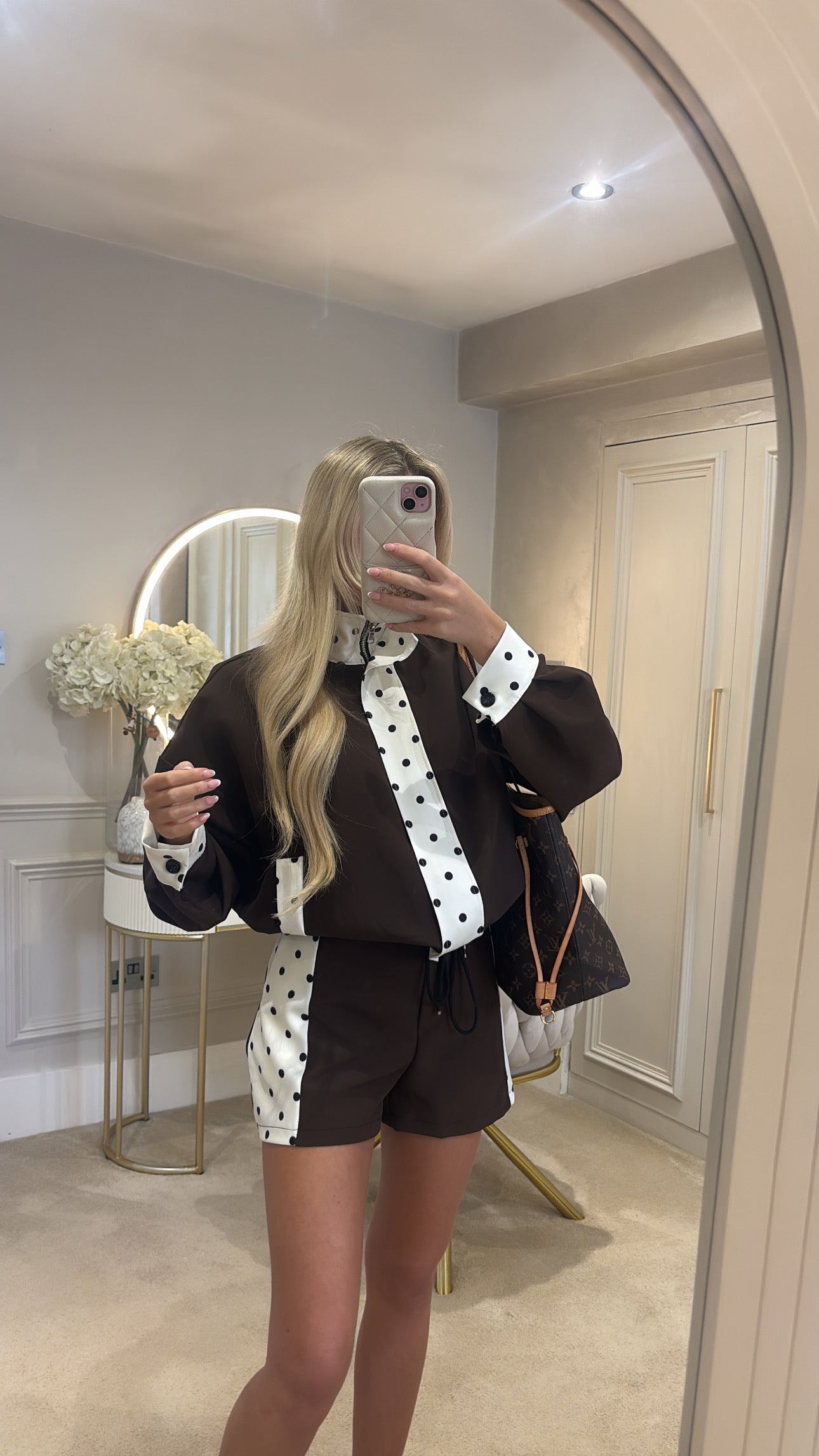 Polkadot trim jacket set 