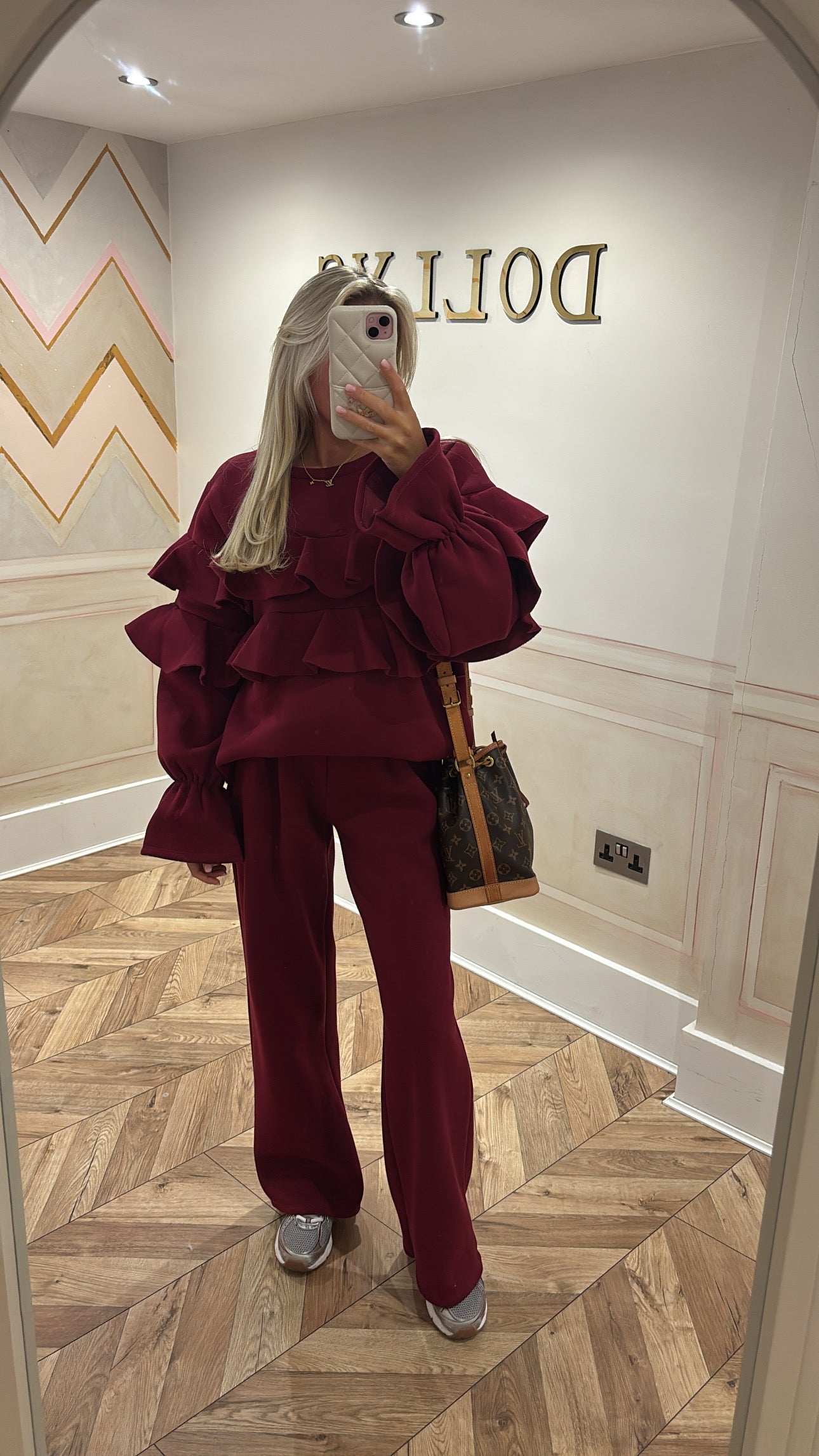 Ruffle flared lounge set 