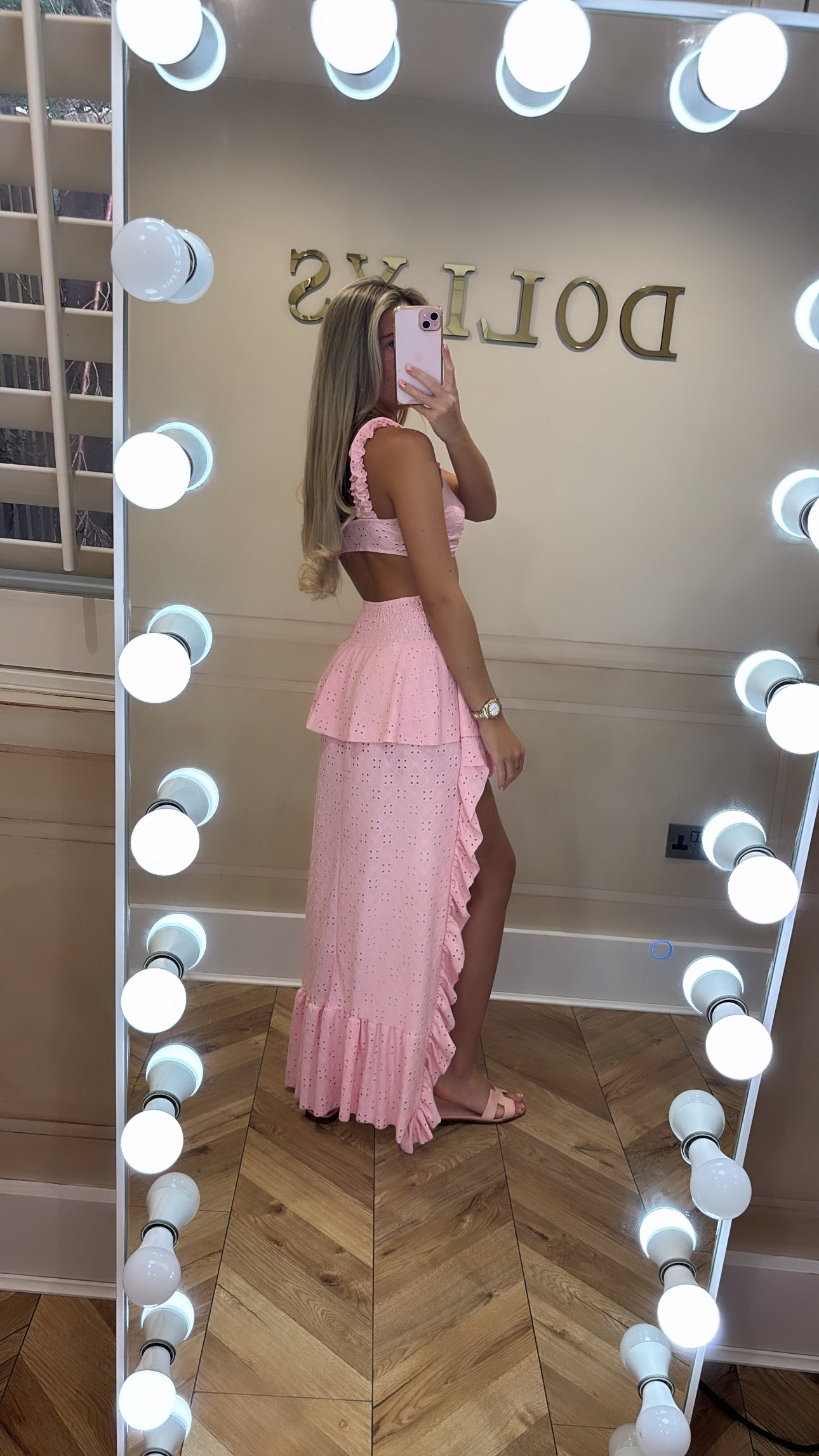 Embroidery frill skirt co-ord