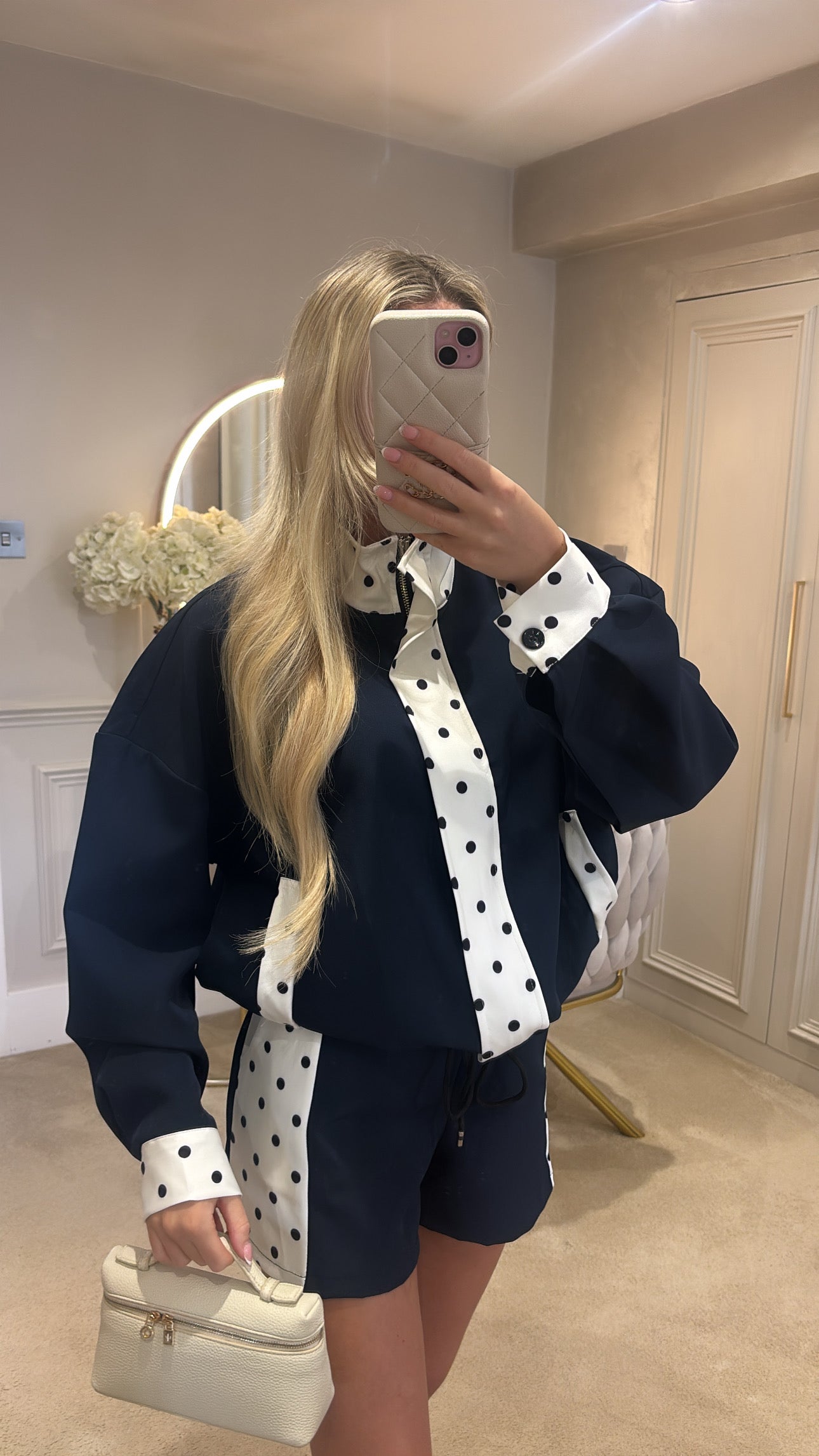 Polkadot trim jacket set
