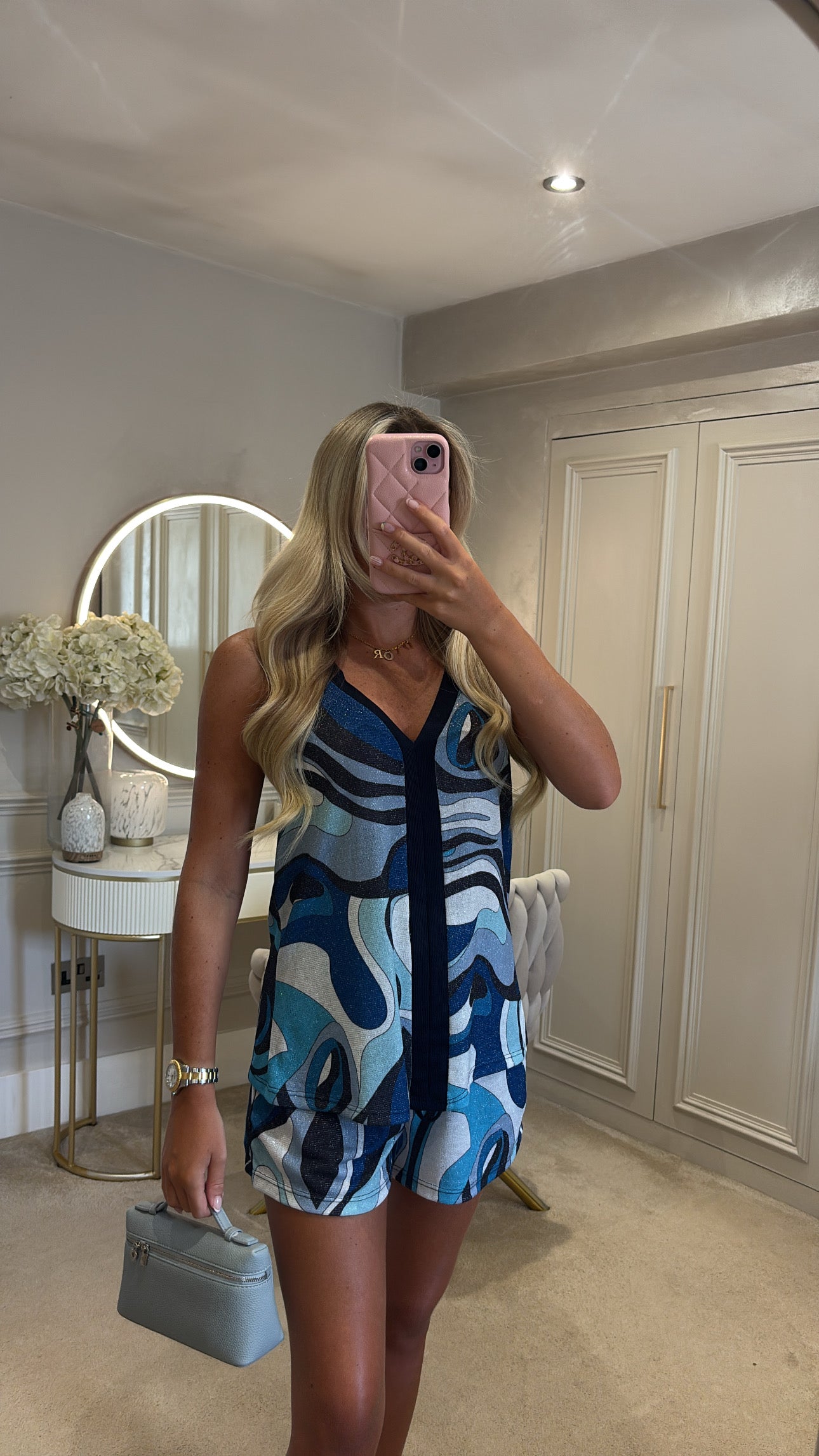 Pucci glitter vest short set