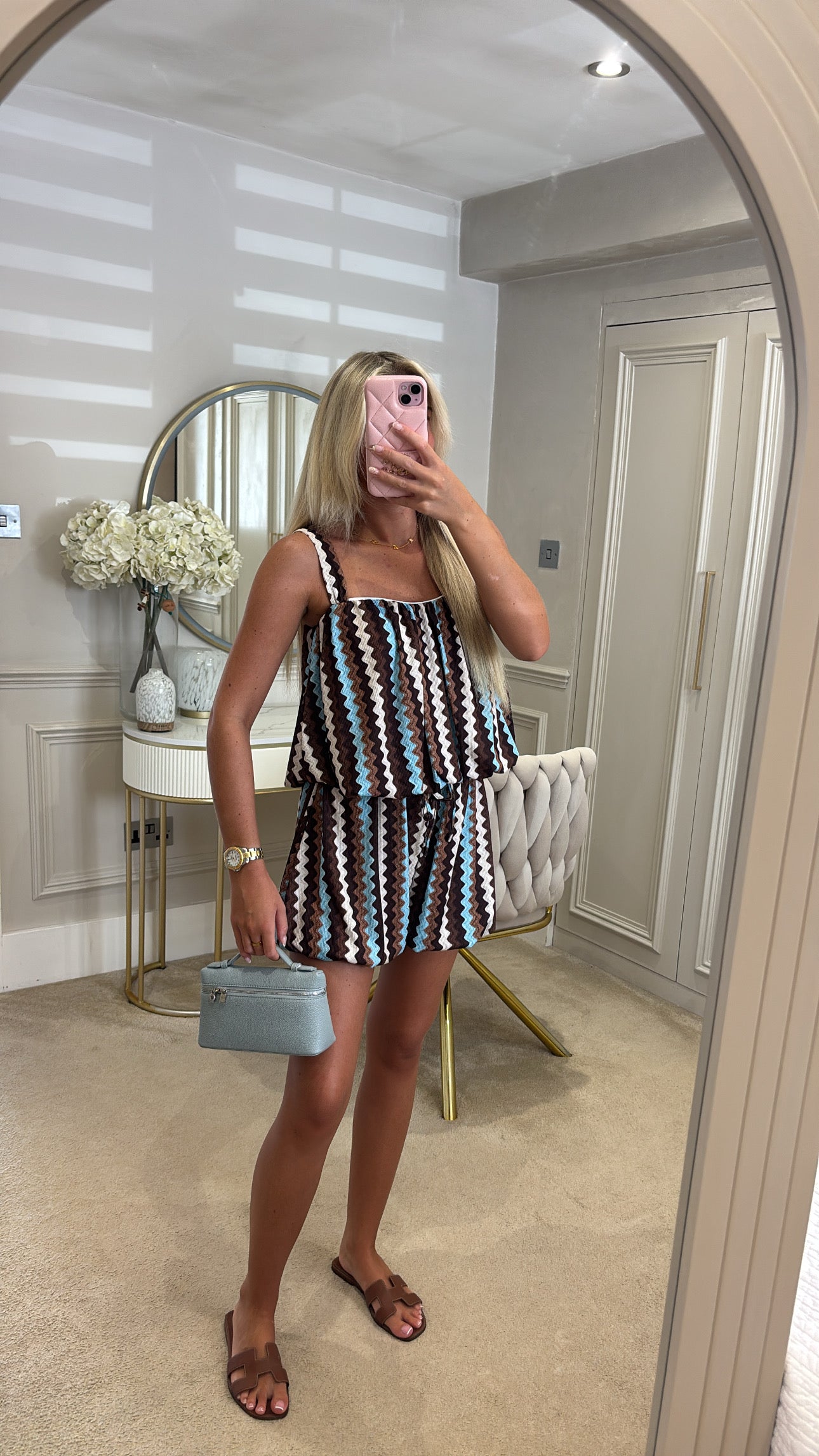 Zig zag puff ball short set