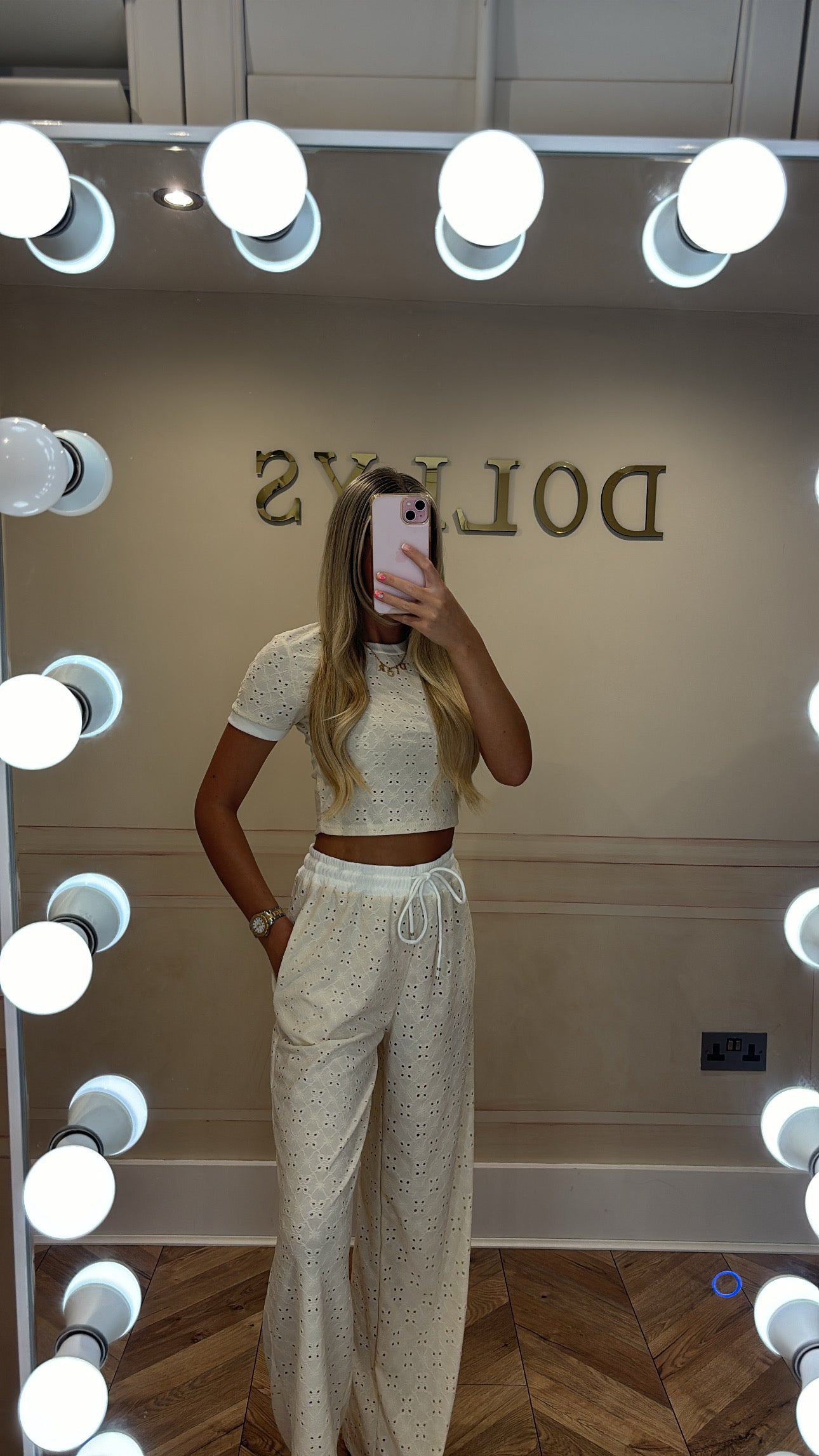 Embroidered draw string lounge set