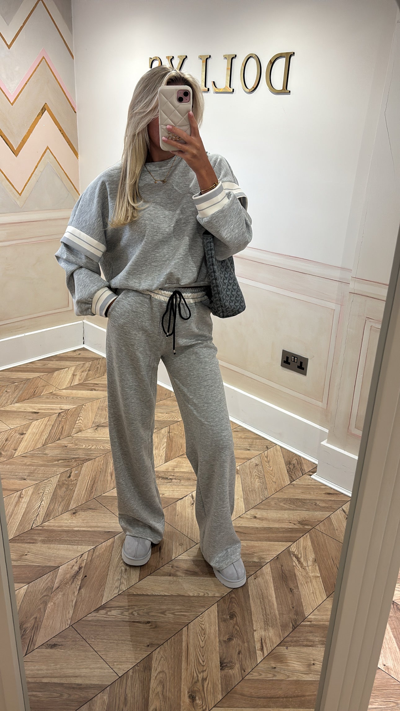 Stripe flared lounge set