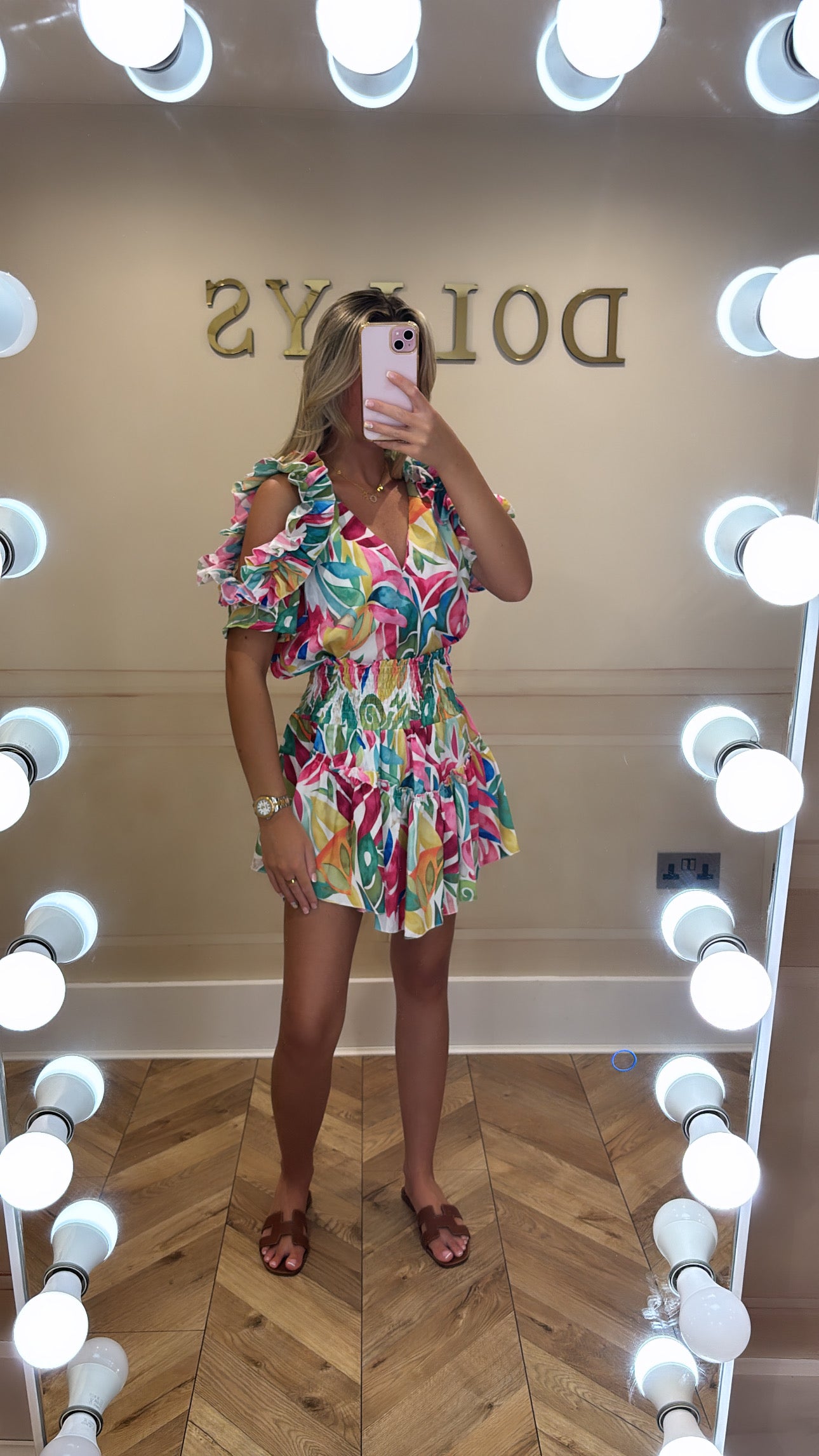 Tropical ruffle skirt set