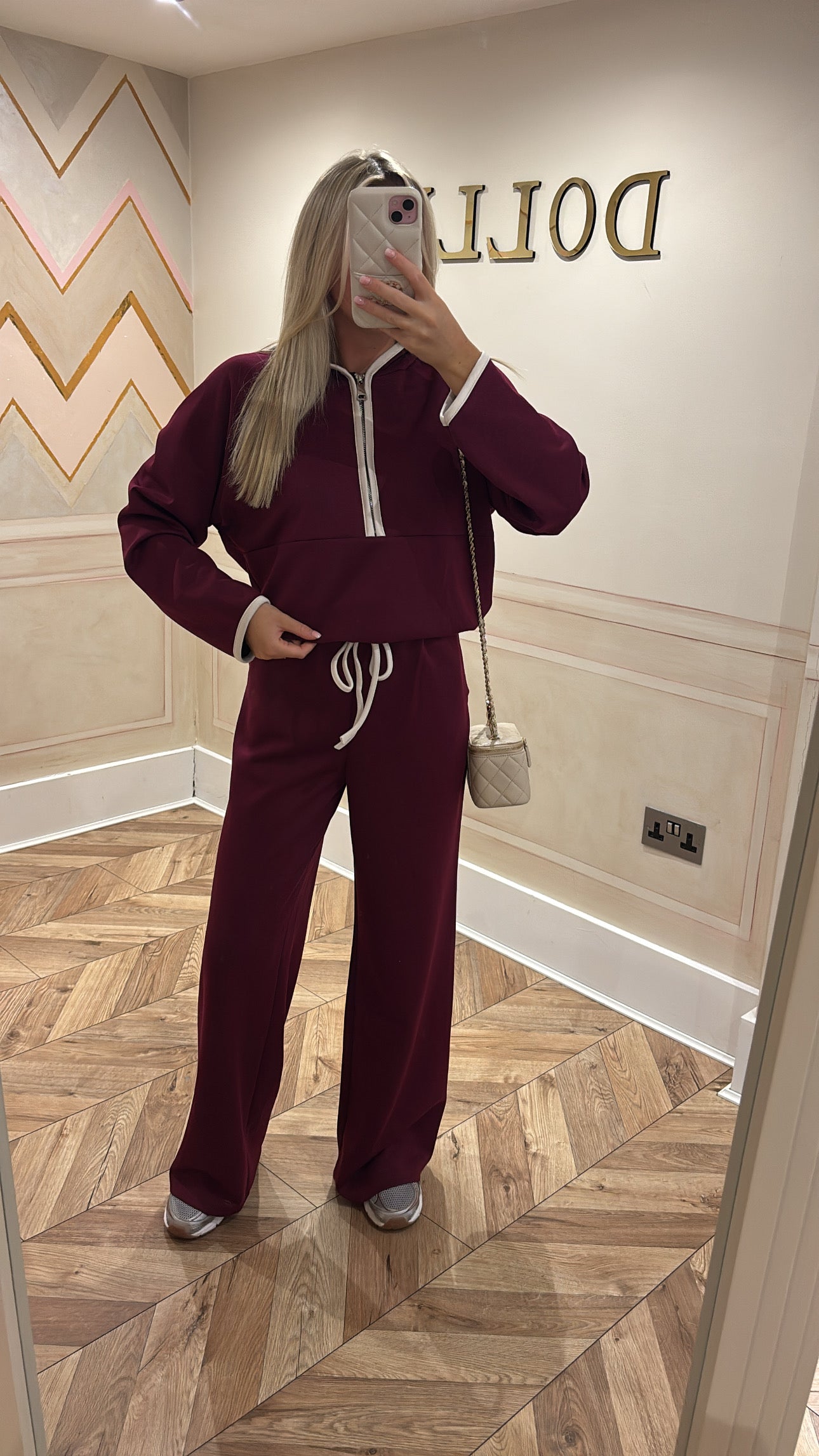 Quarter zip flared lounge set