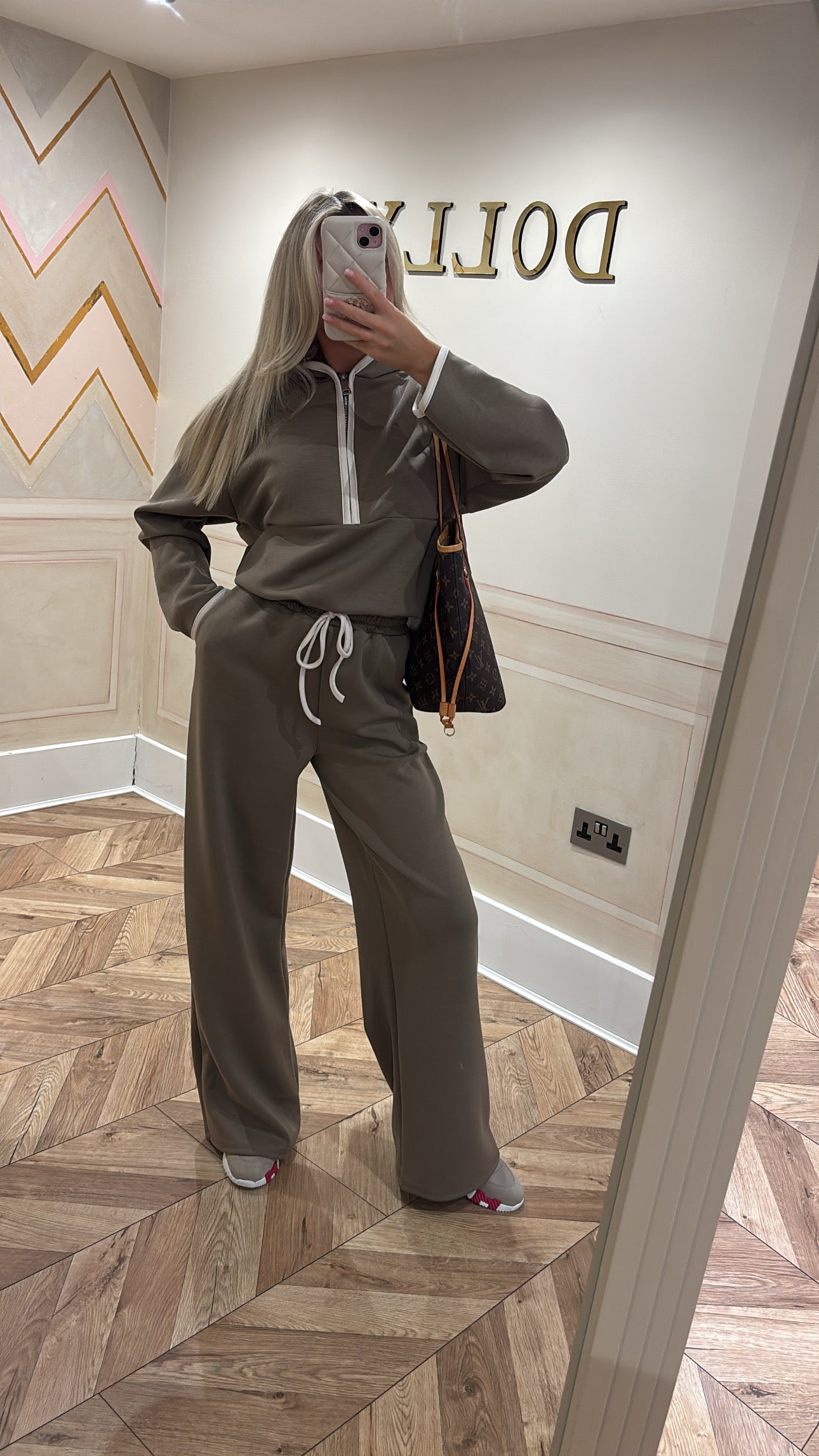 Quarter zip flared lounge set