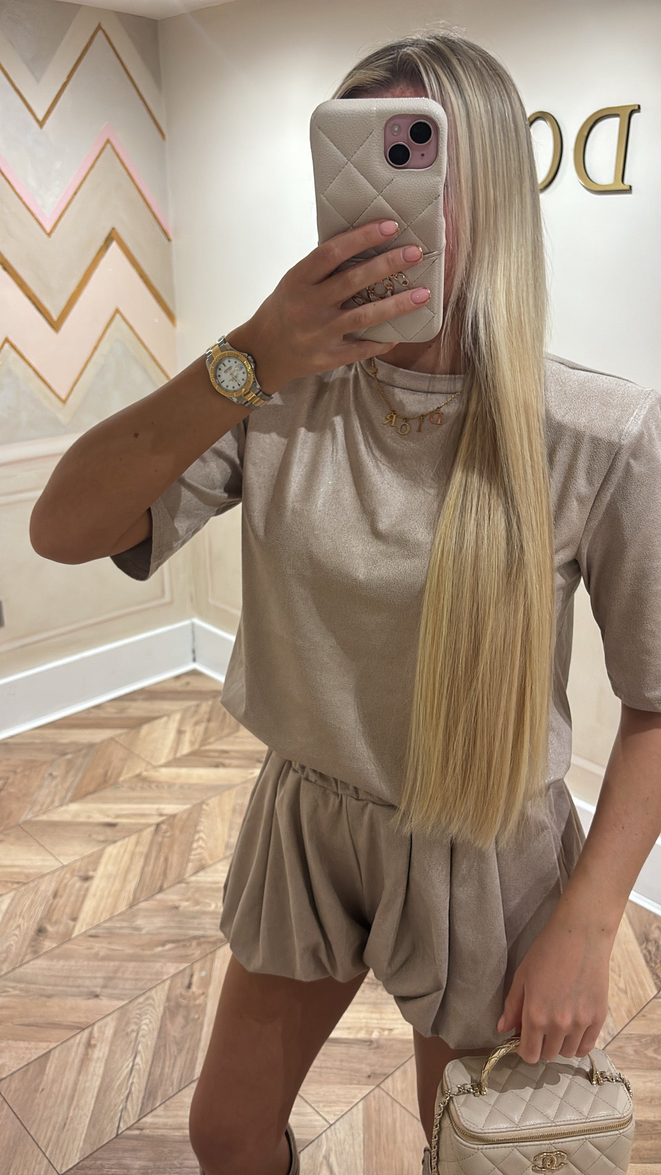 Suede balloon short set