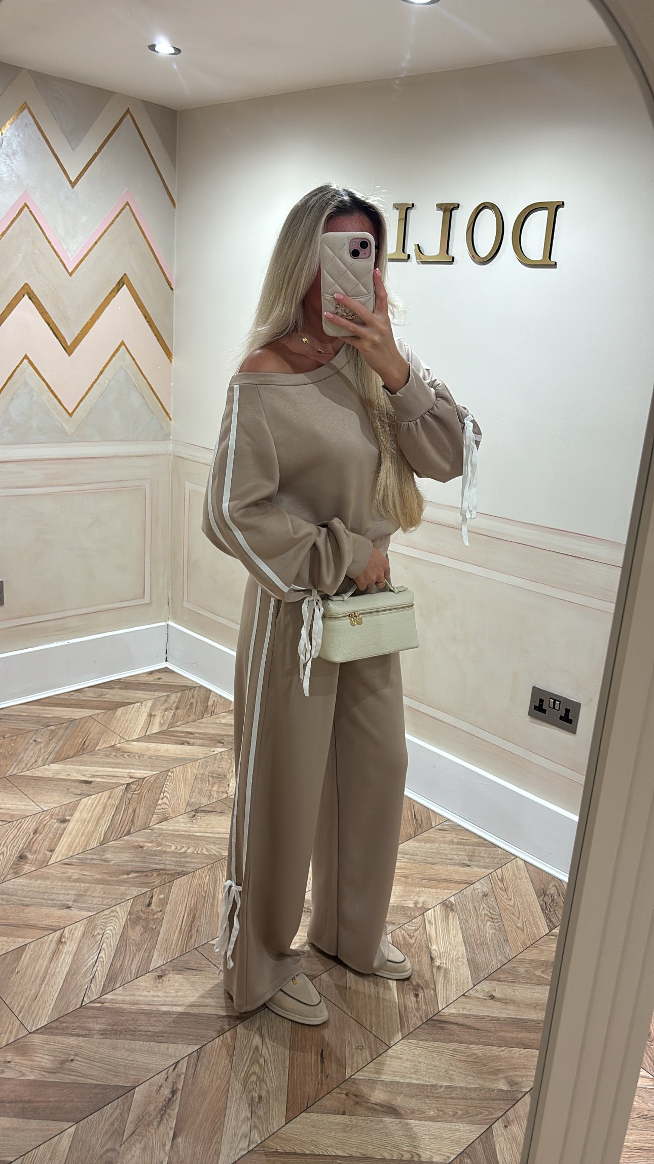 Off the shoulder bow lounge set