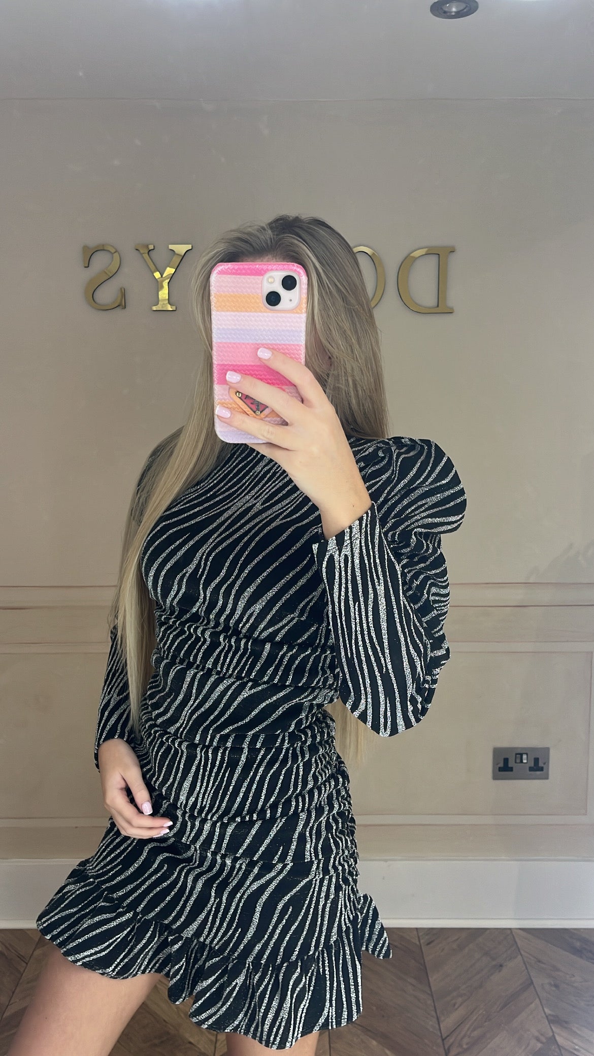 Printed frill glitter dress