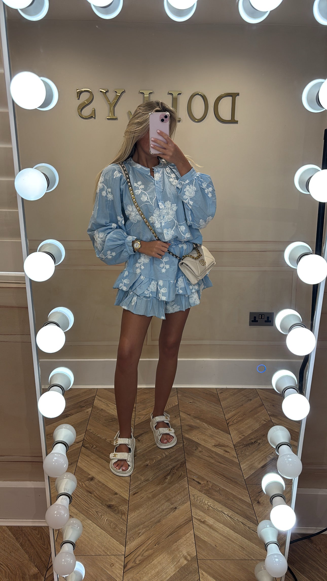 Flower embroidered short co- ord
