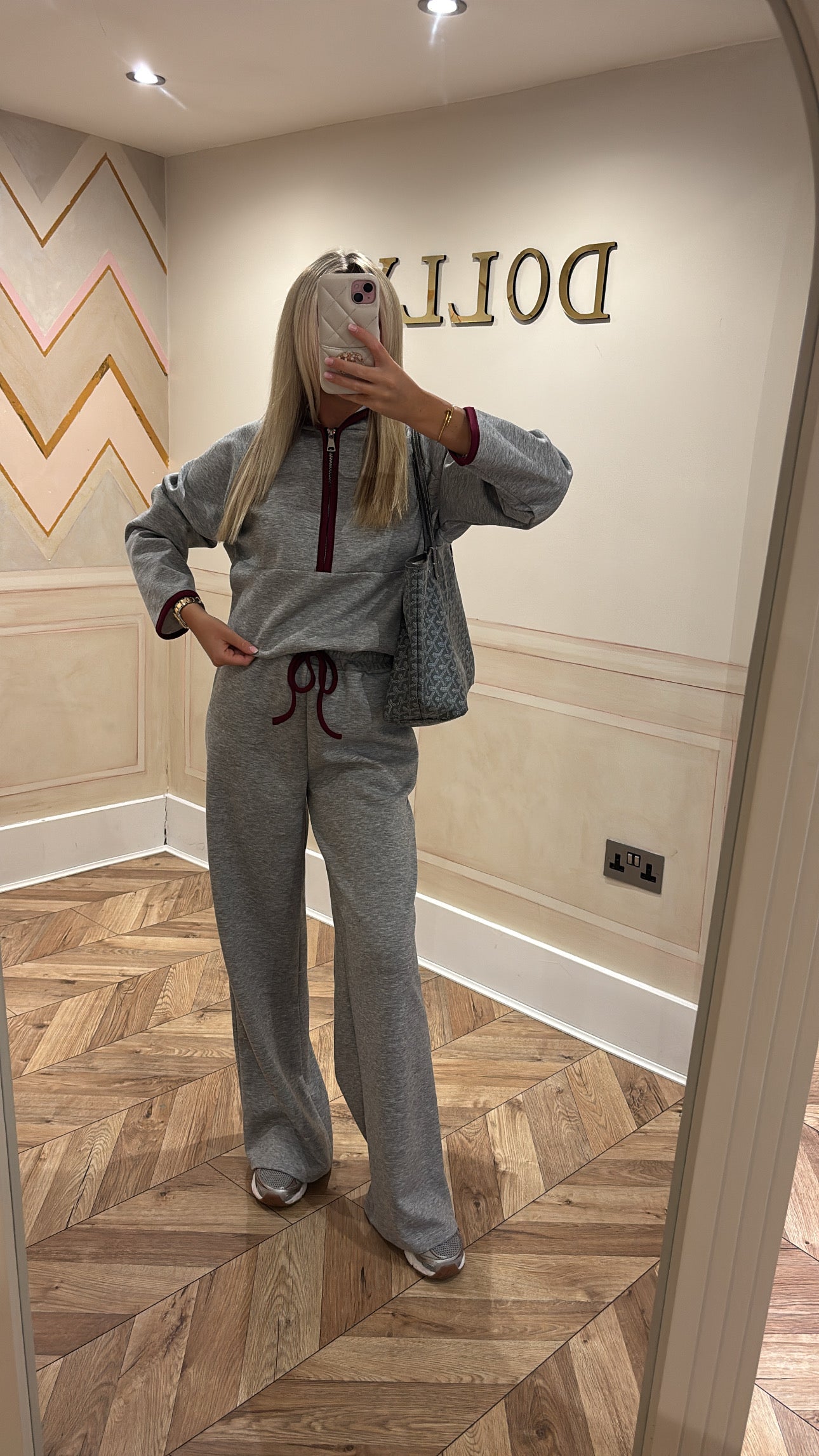 Quarter zip flared lounge set