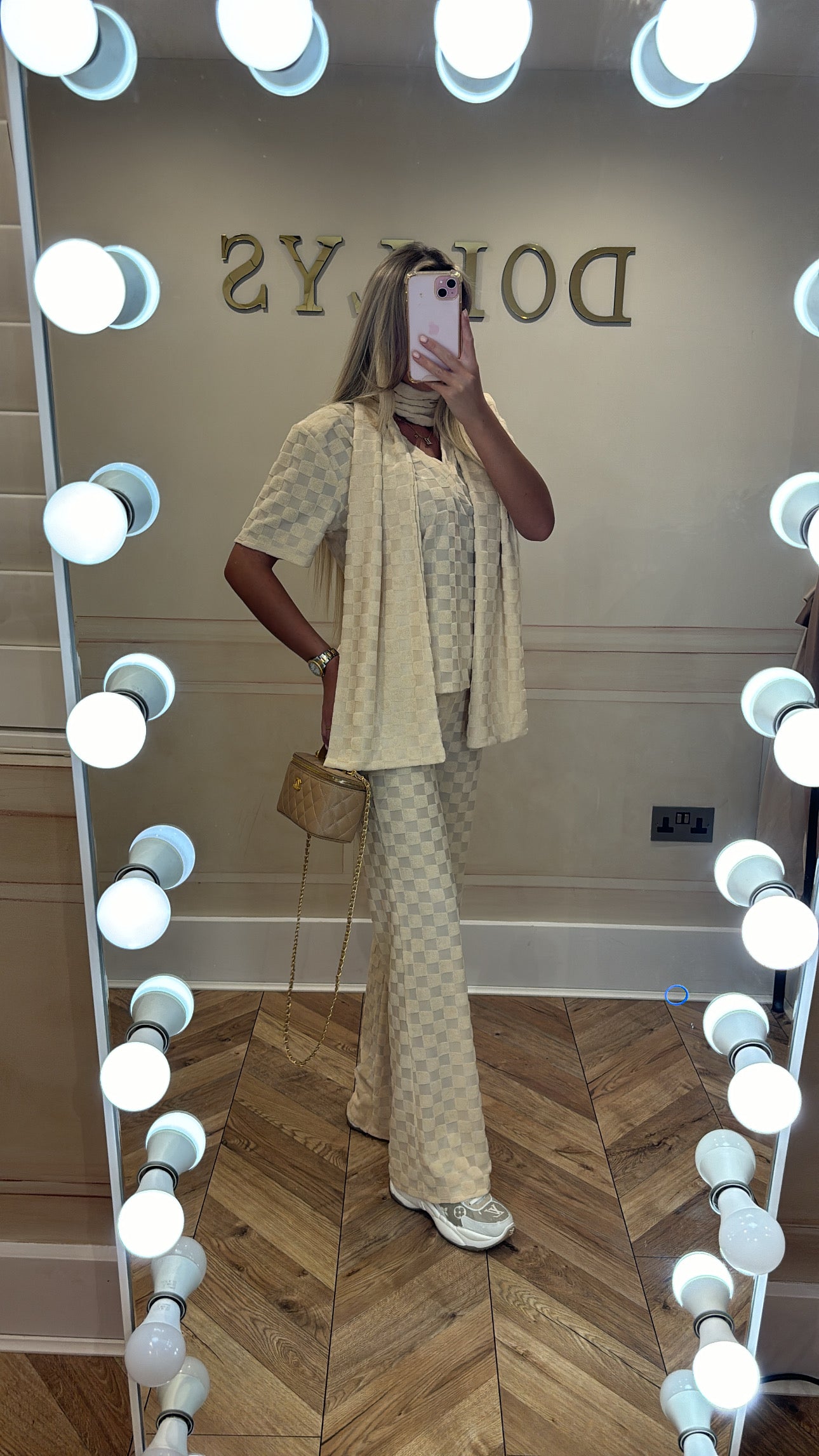 Towelling scarf v neck lounge set