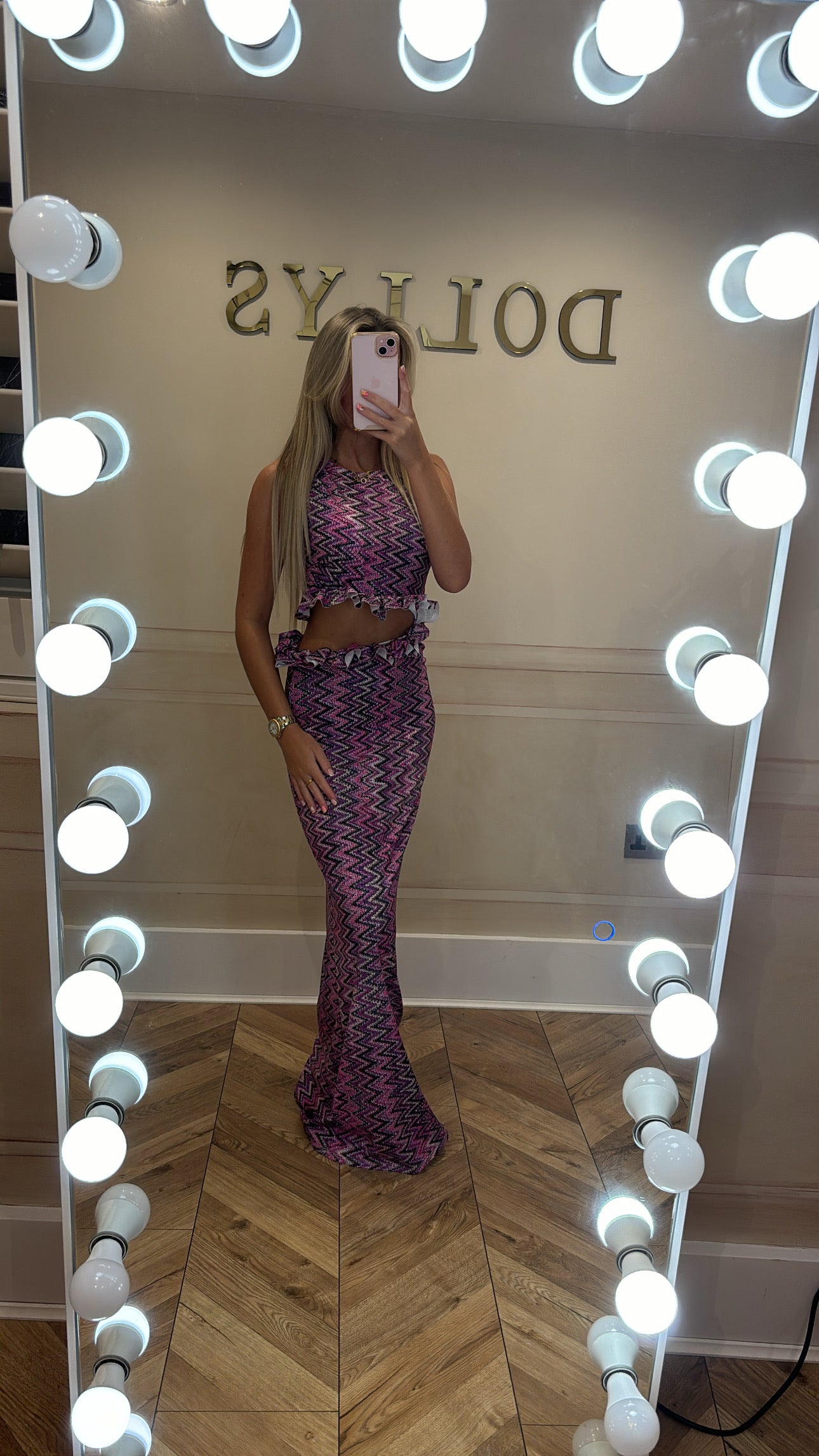 Zig zag frill cut out dress