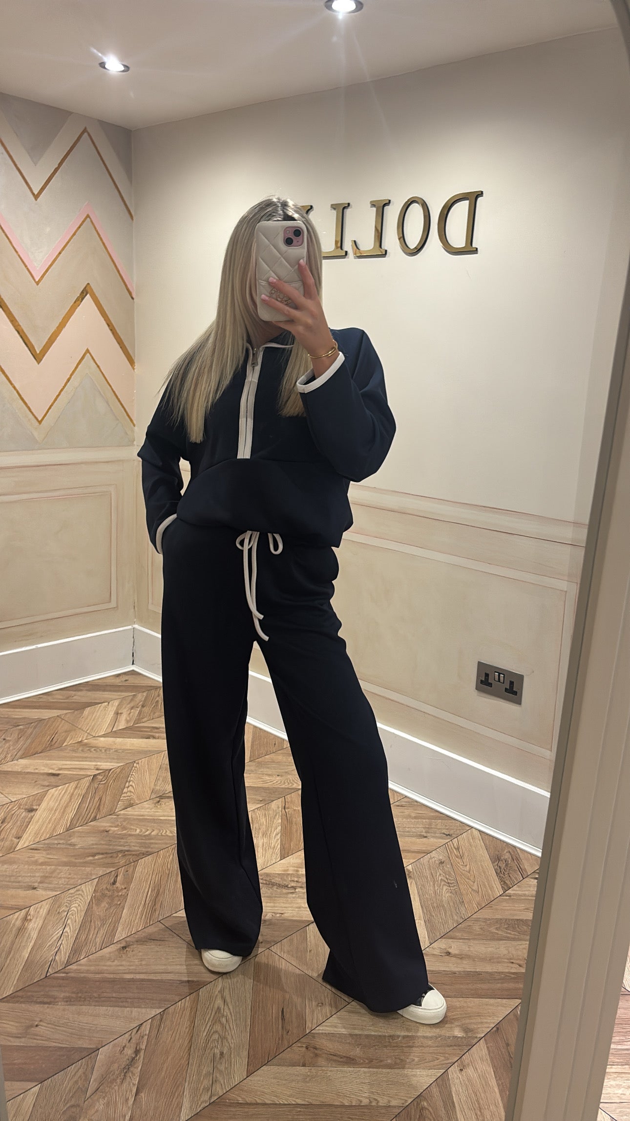 Quarter zip flared lounge set