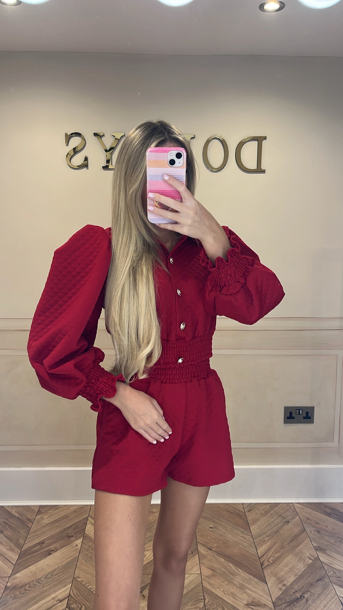 Quilted button short set