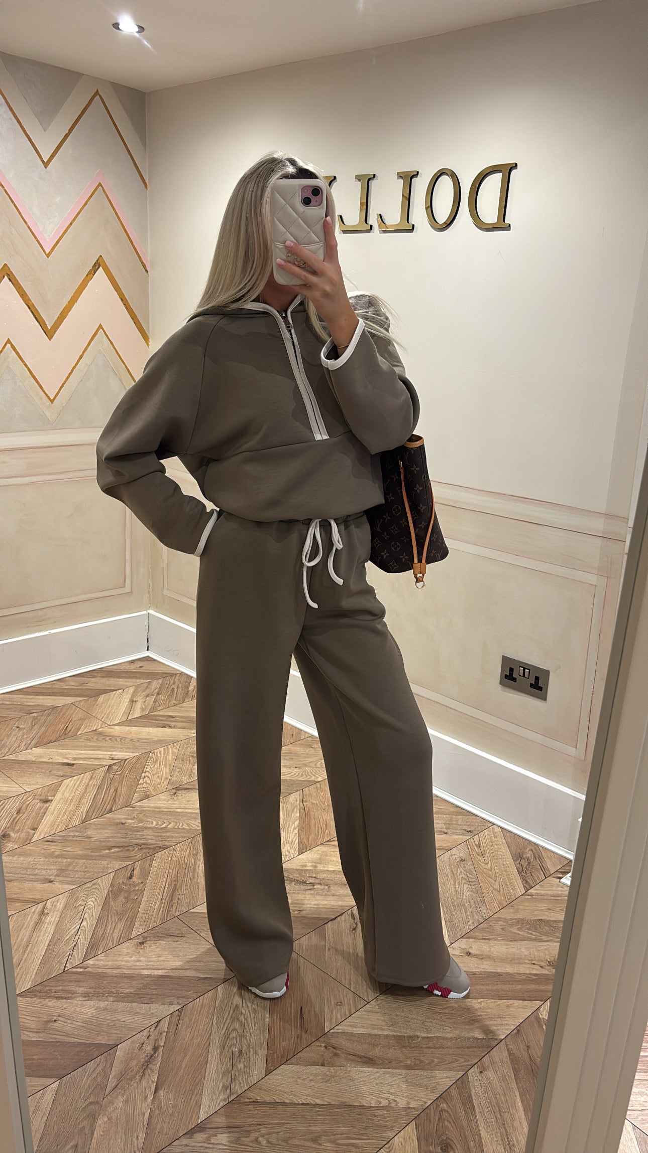 Quarter zip flared lounge set