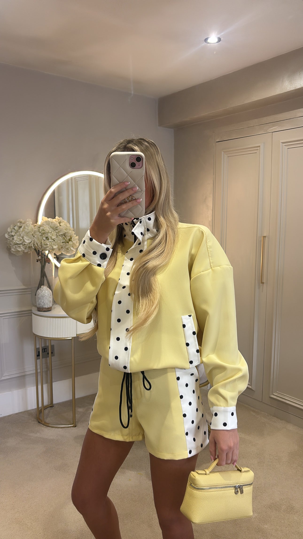 Polkadot trim jacket set 