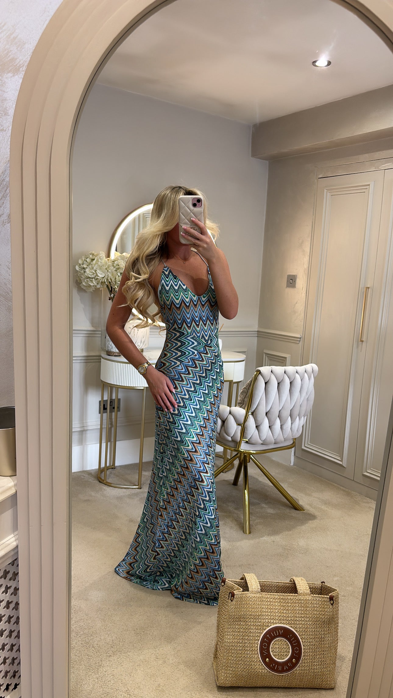 Zig zag backless maxi dress