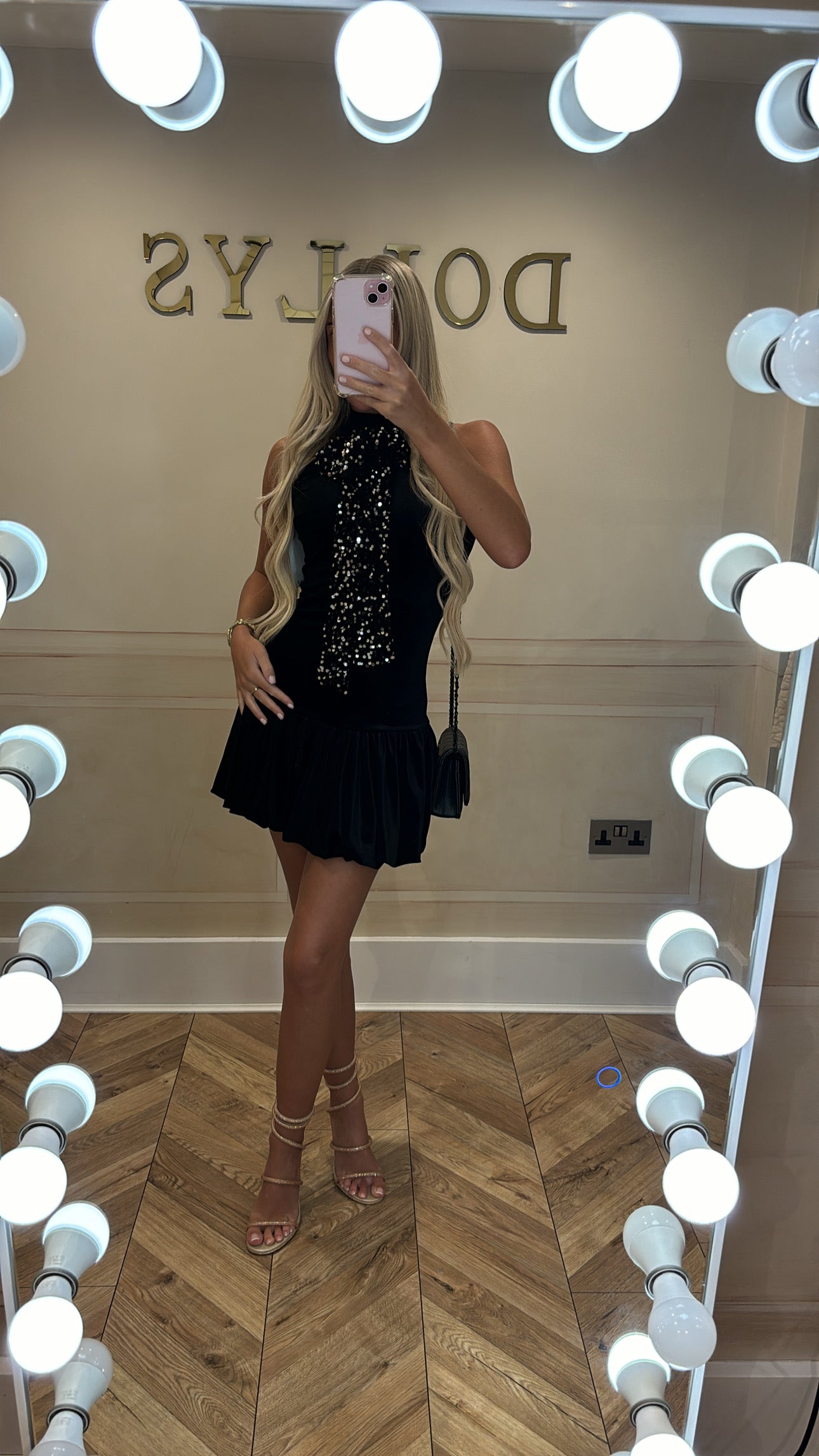 Velvet bow sequin dress