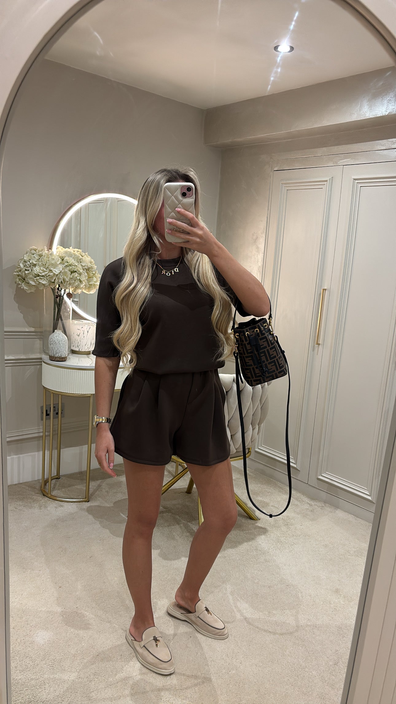 Pleated basic short set 