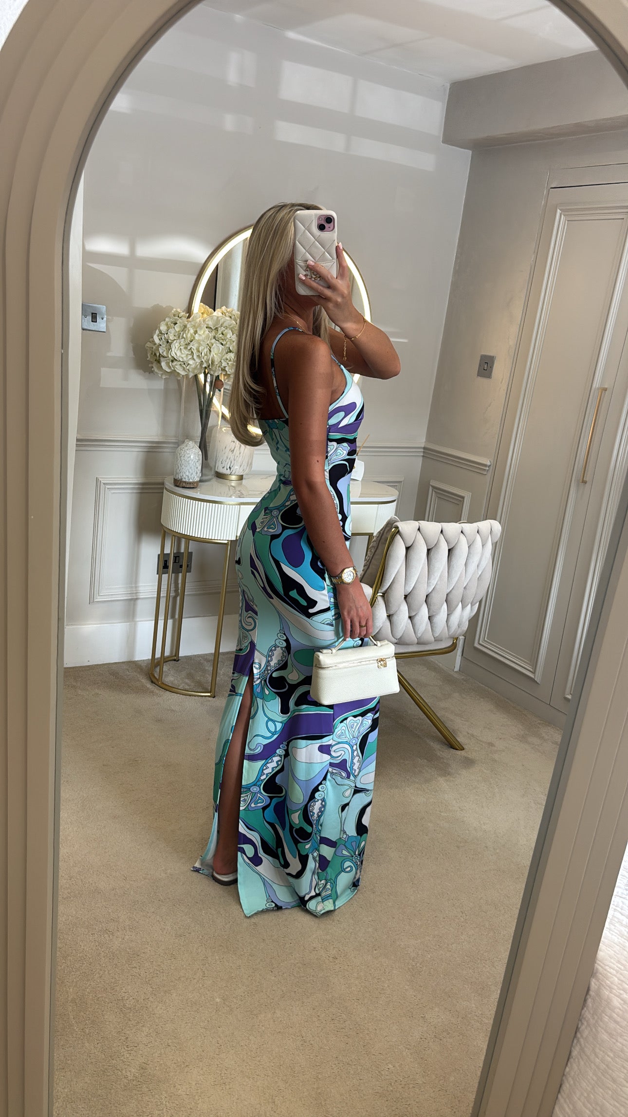 Pattern printed maxi dress