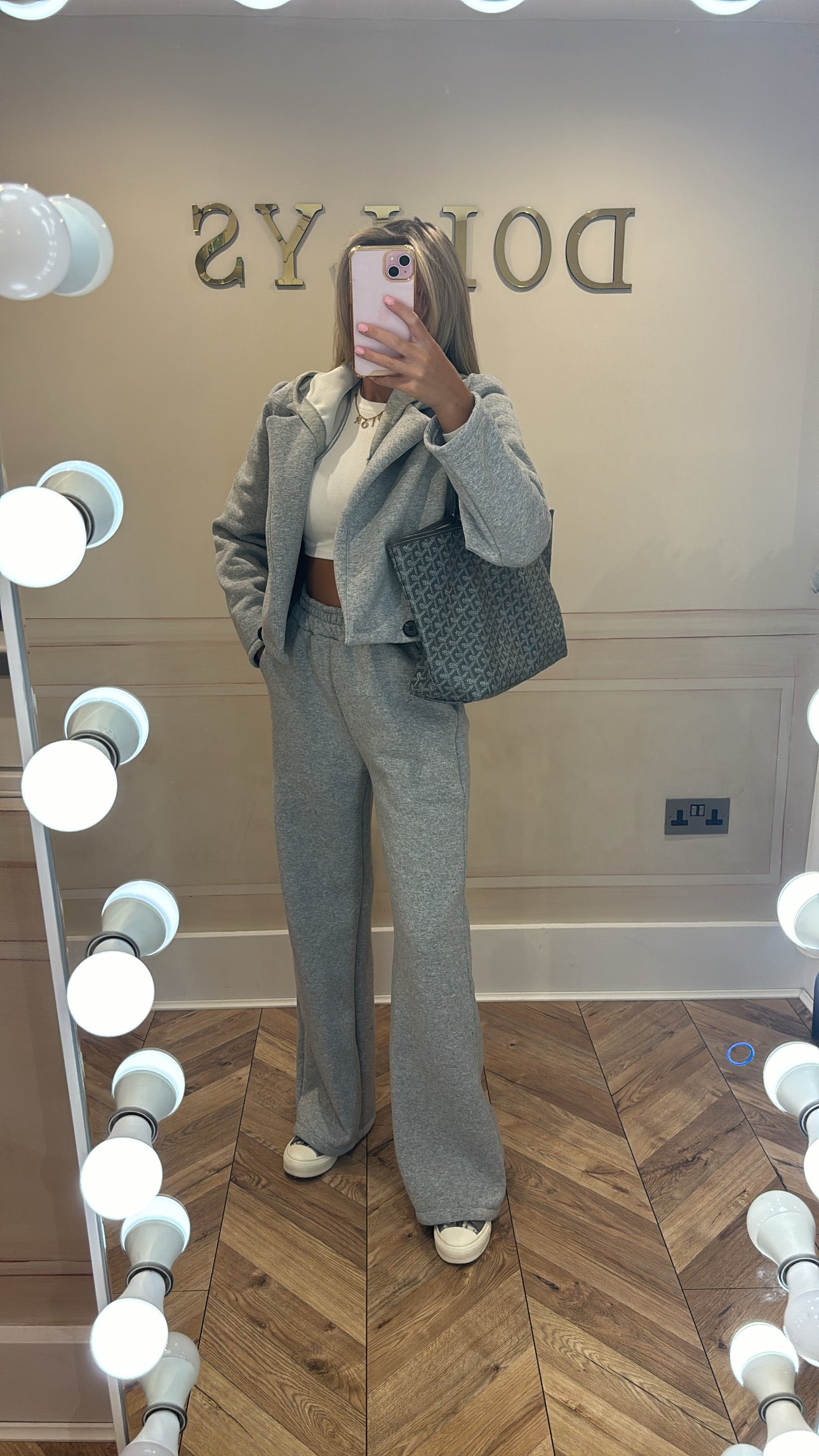 Cropped hood jacket tracksuit