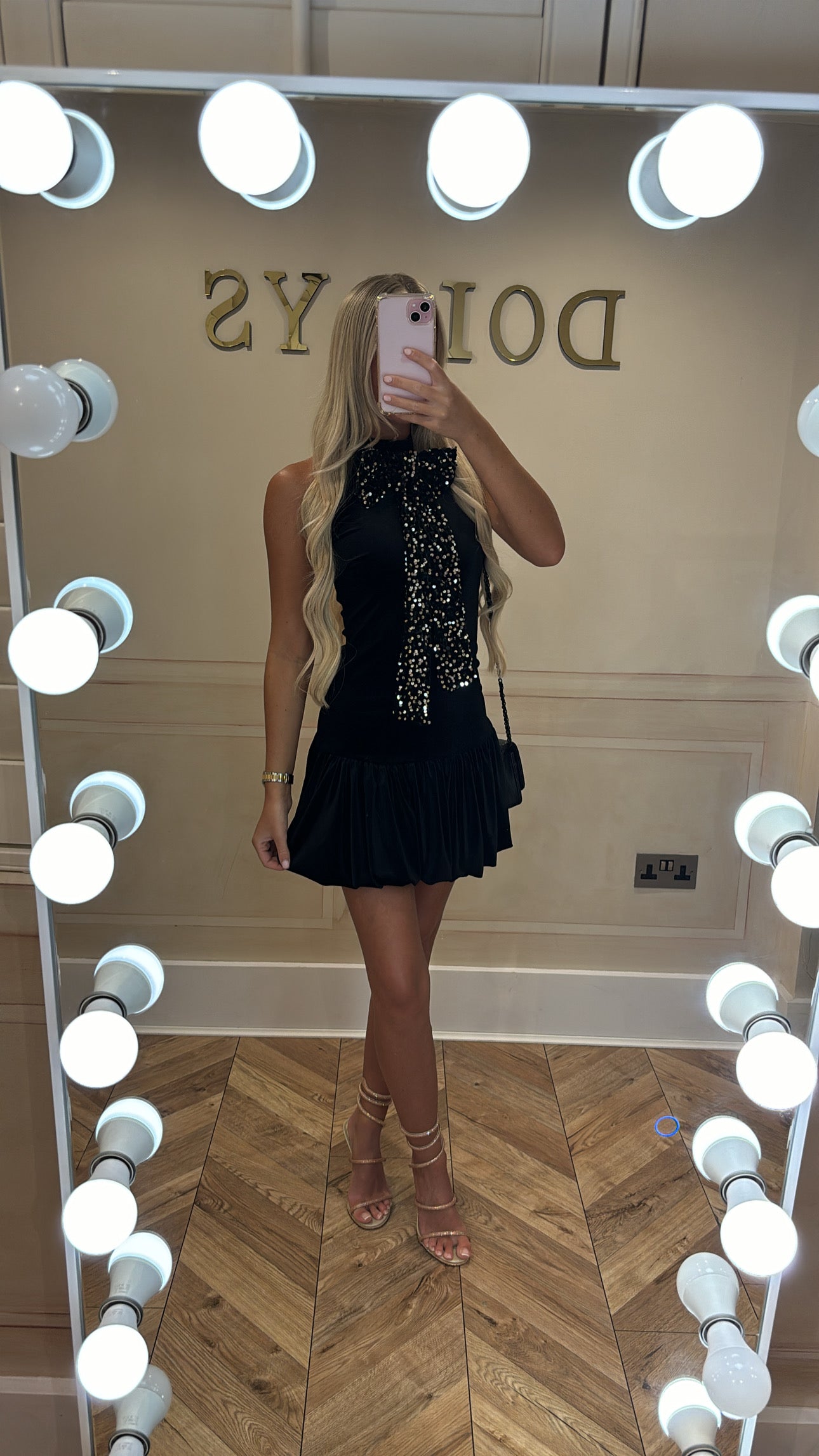 Velvet bow sequin dress