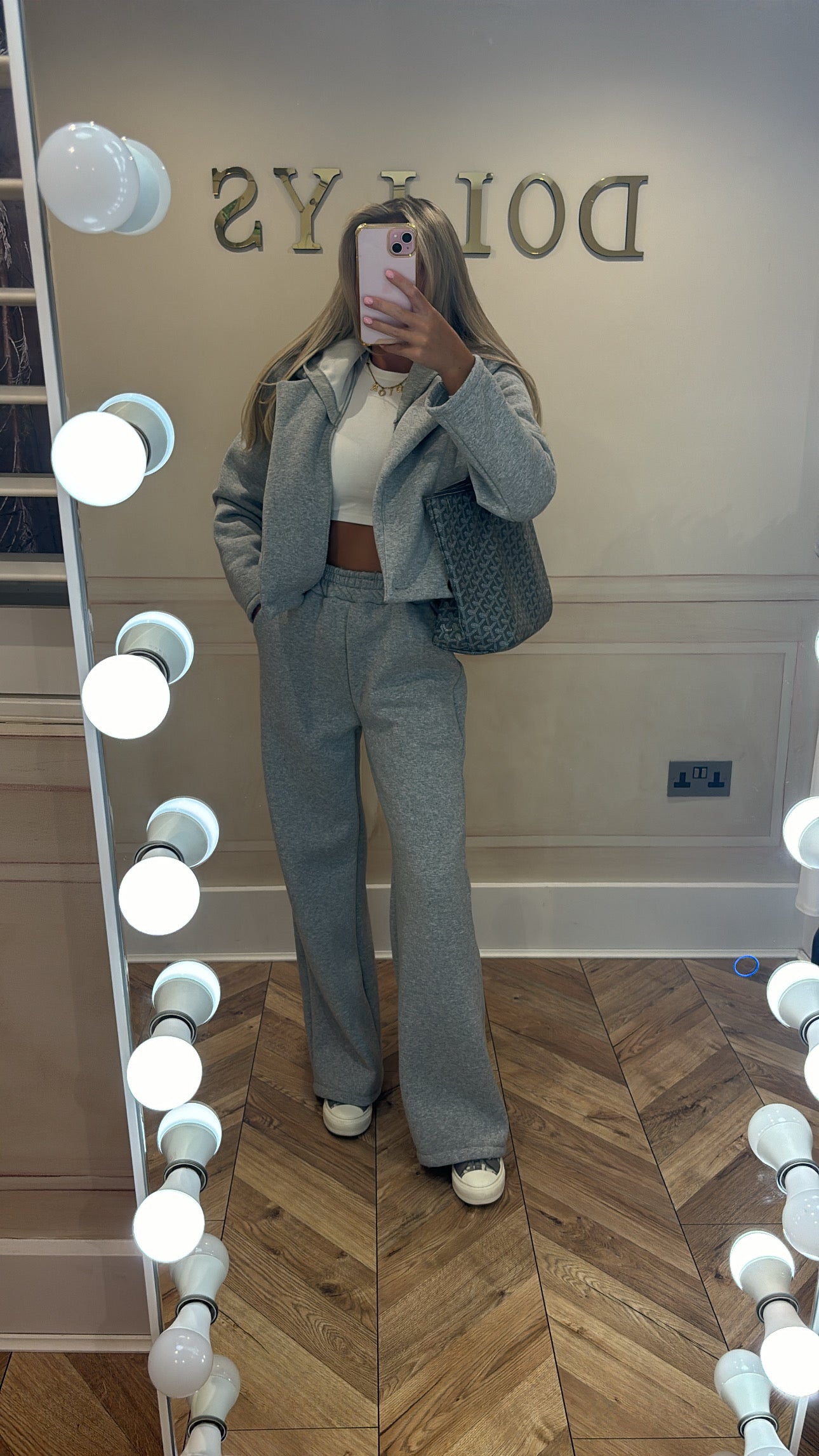 Cropped hood jacket tracksuit
