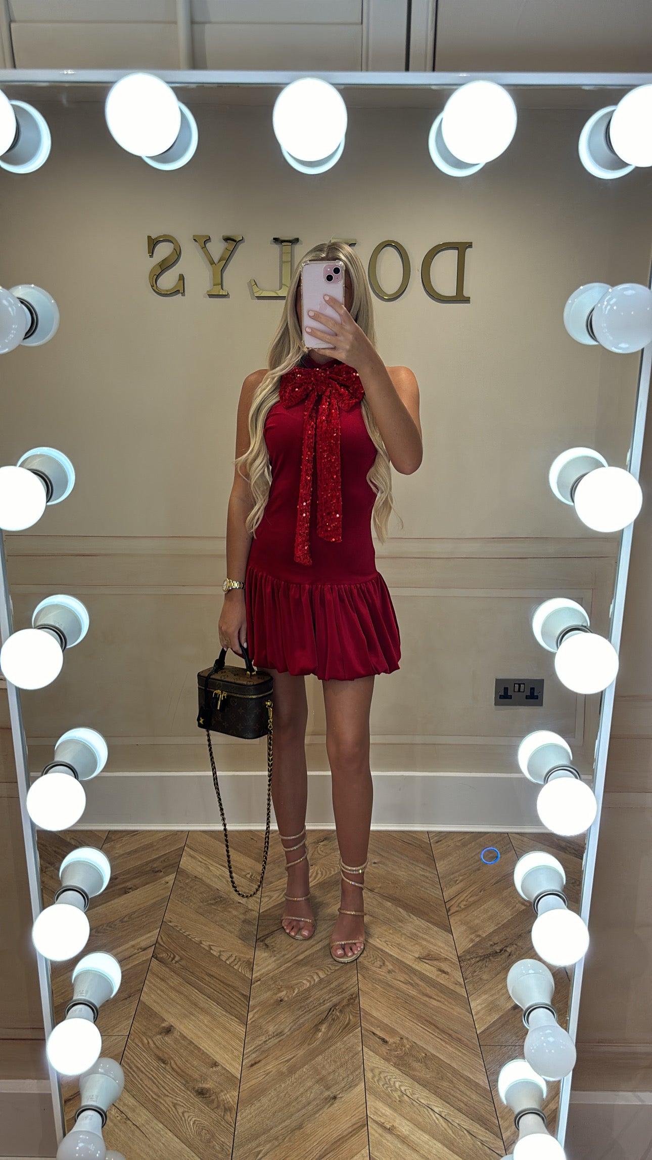 Velvet bow sequin dress