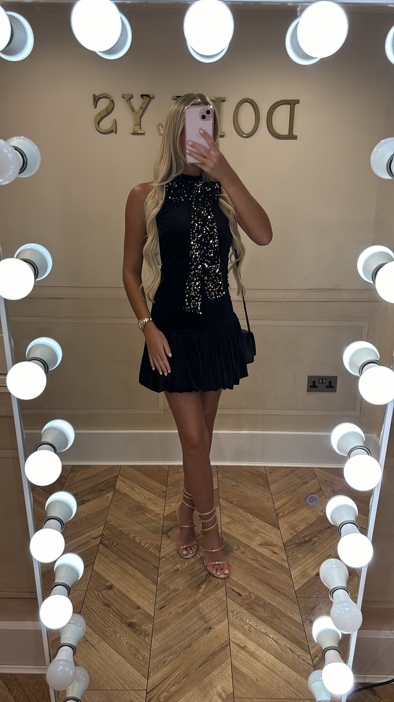 Velvet bow sequin dress