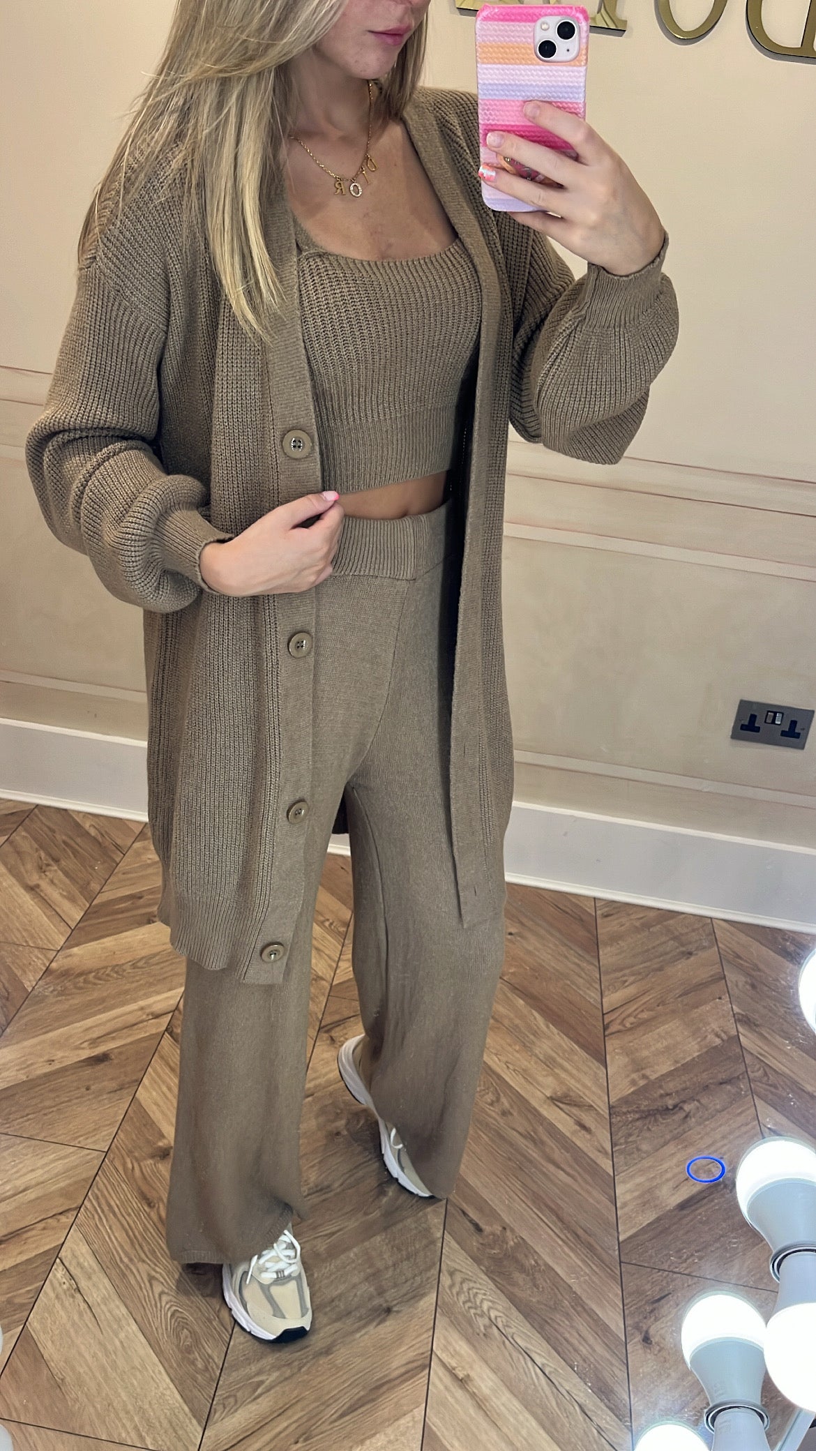 Knit three piece lounge set