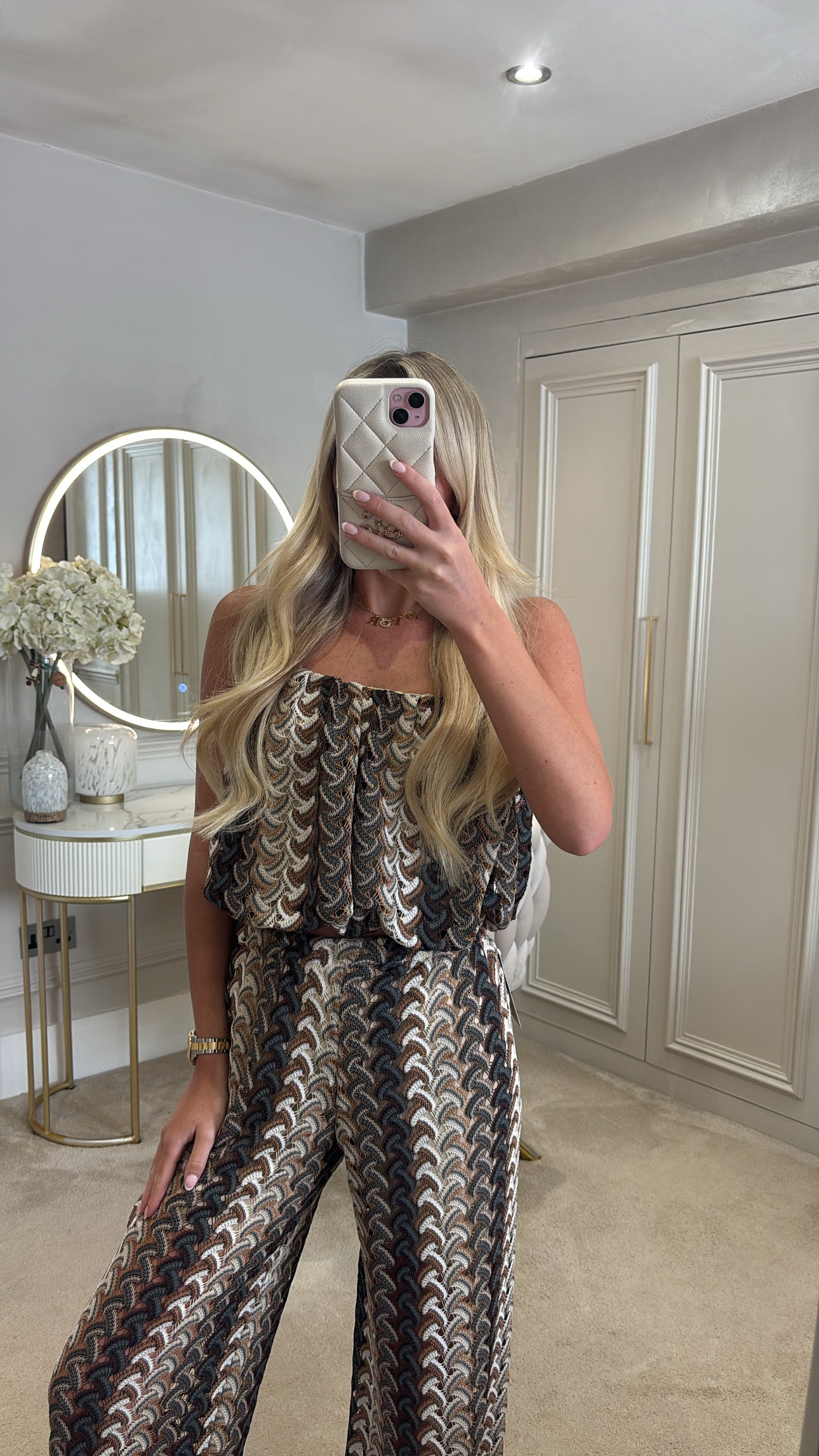 Pattern puff ball trouser co-ord