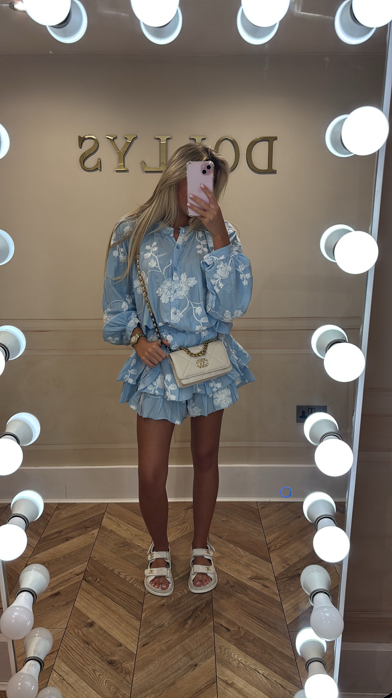 Flower embroidered short co- ord