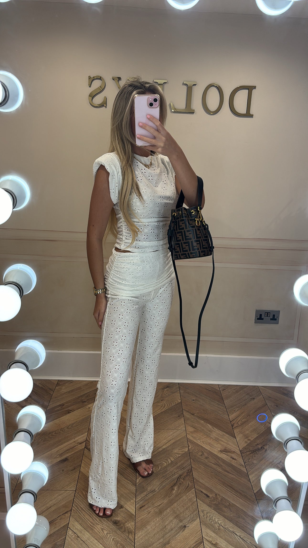 Embroidery fold over lounge set