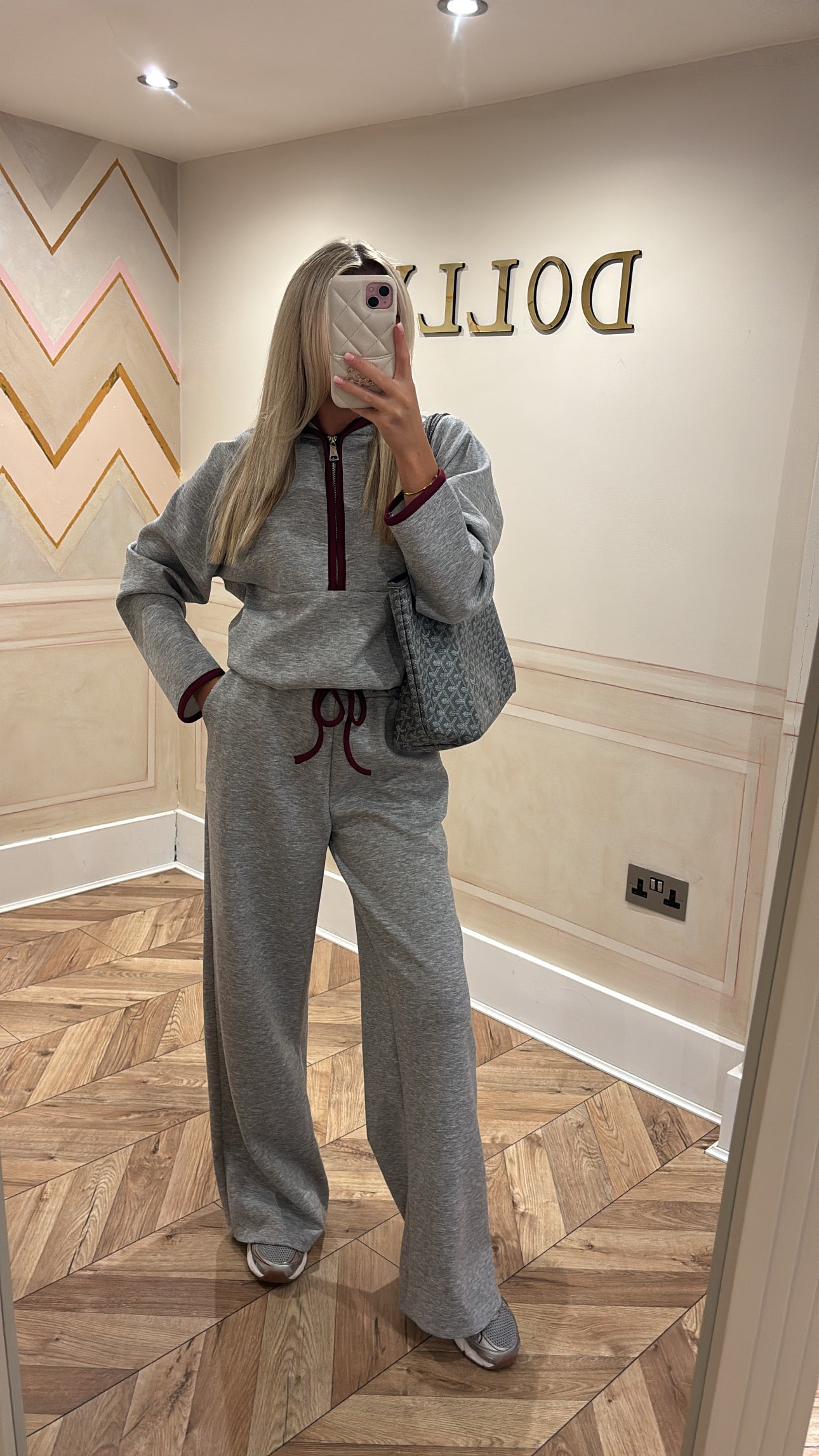 Quarter zip flared lounge set