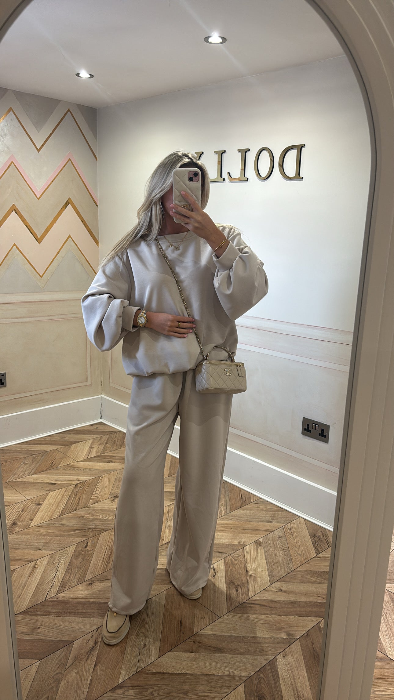 Ruched cuff flared lounge set