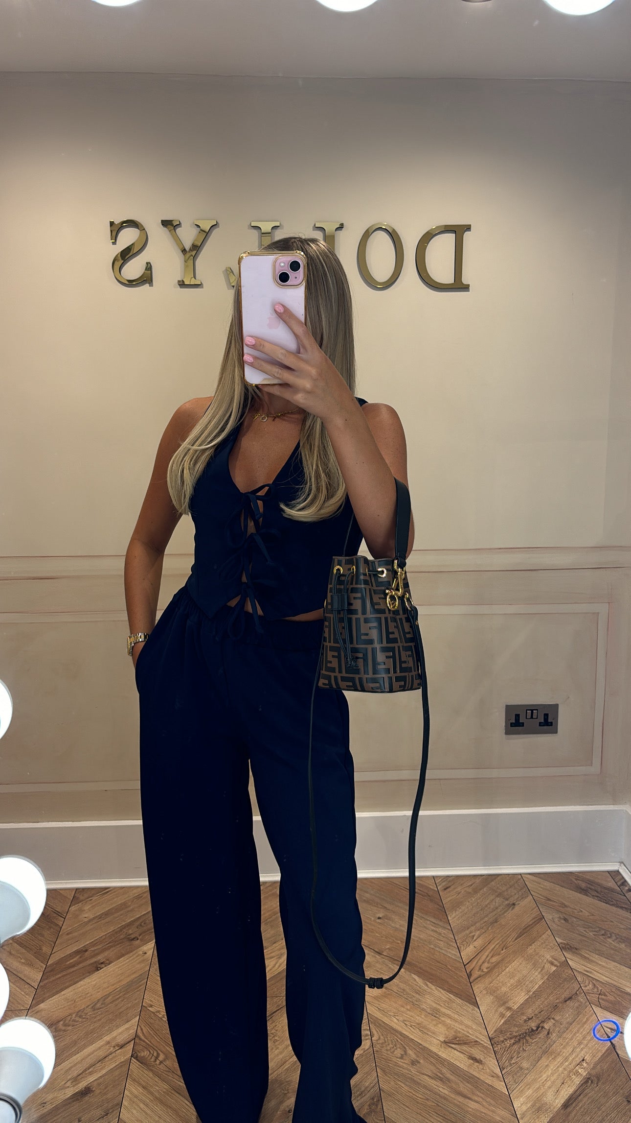 Tie waist coat lounge set