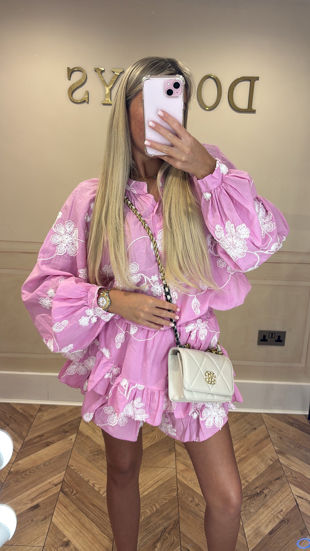 Flower embroidered short co-ord