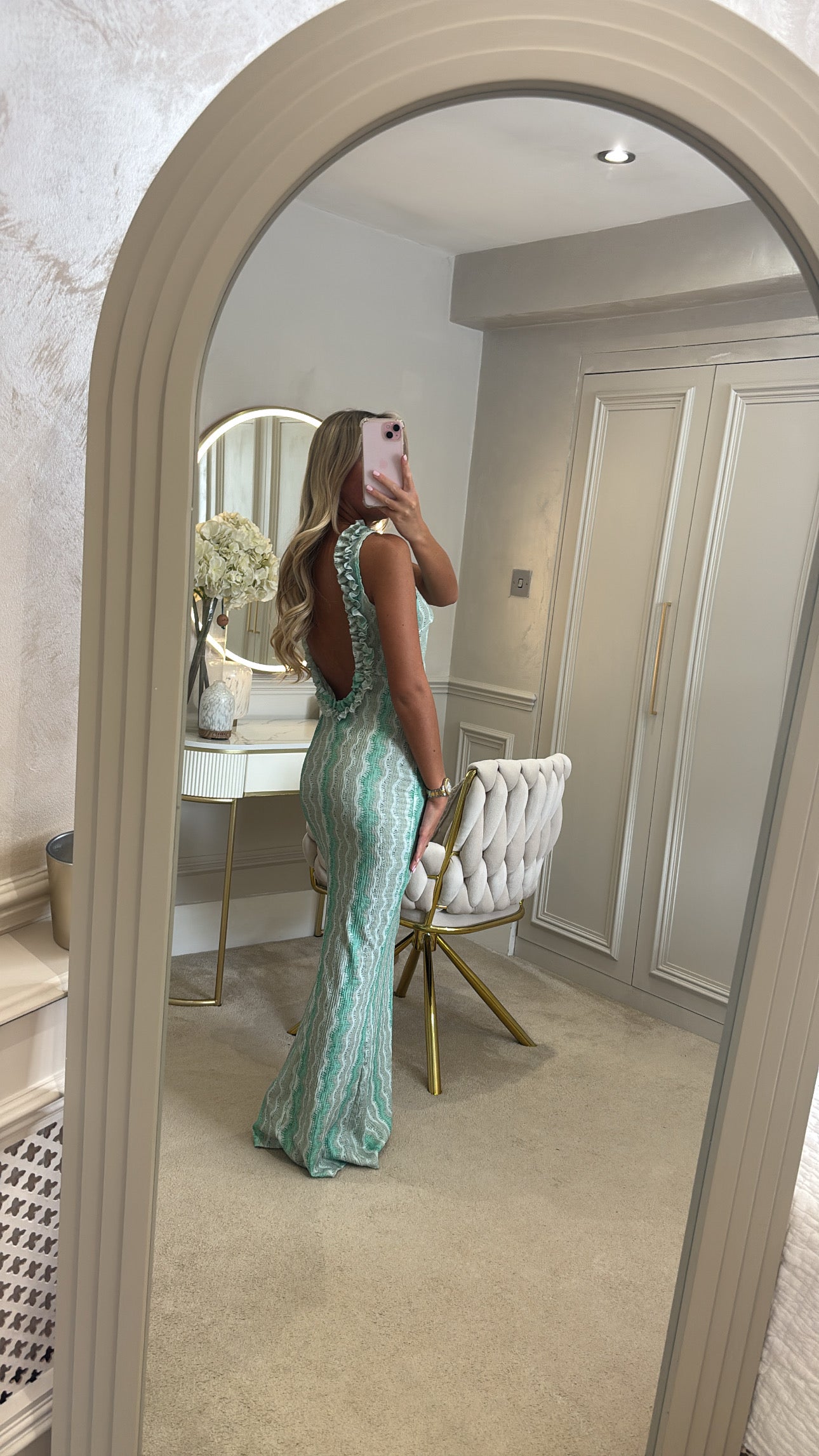 Ruffle backless dress