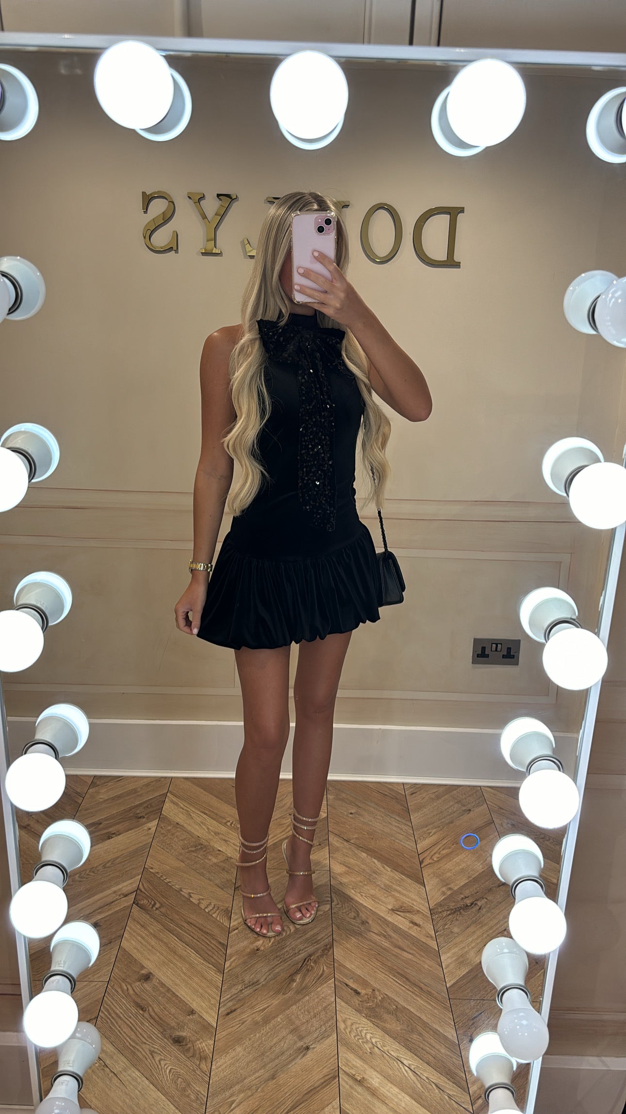 Velvet sequin bow dress