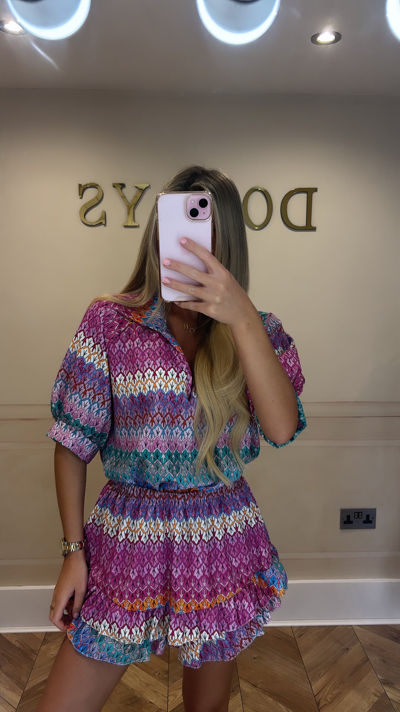 Printed frill short set