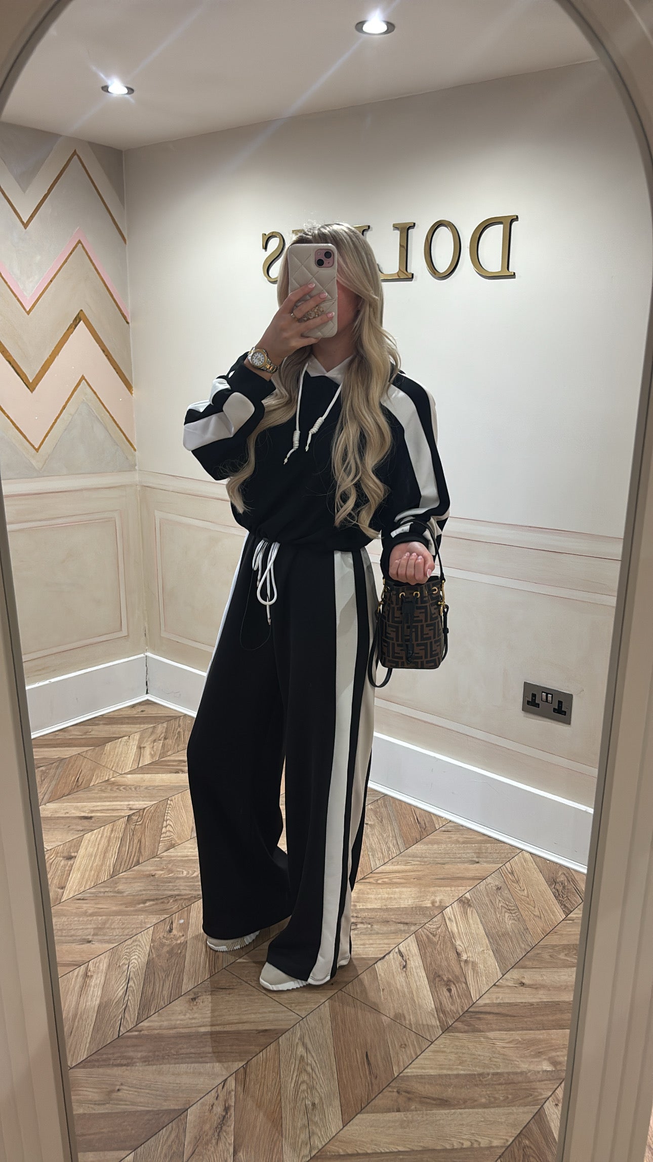 Stripe drawstring lounge set