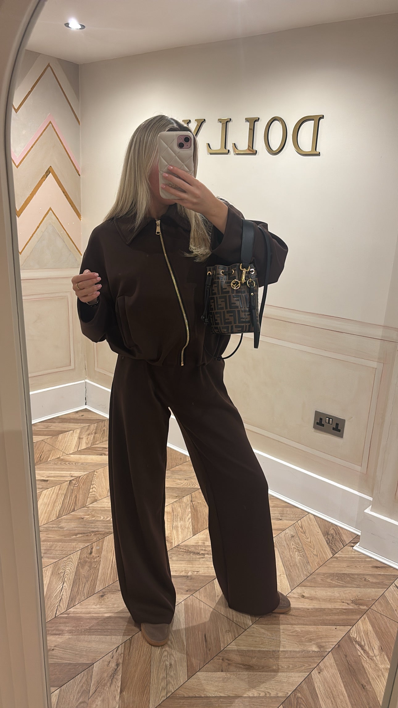 Gold zip jacket lounge set