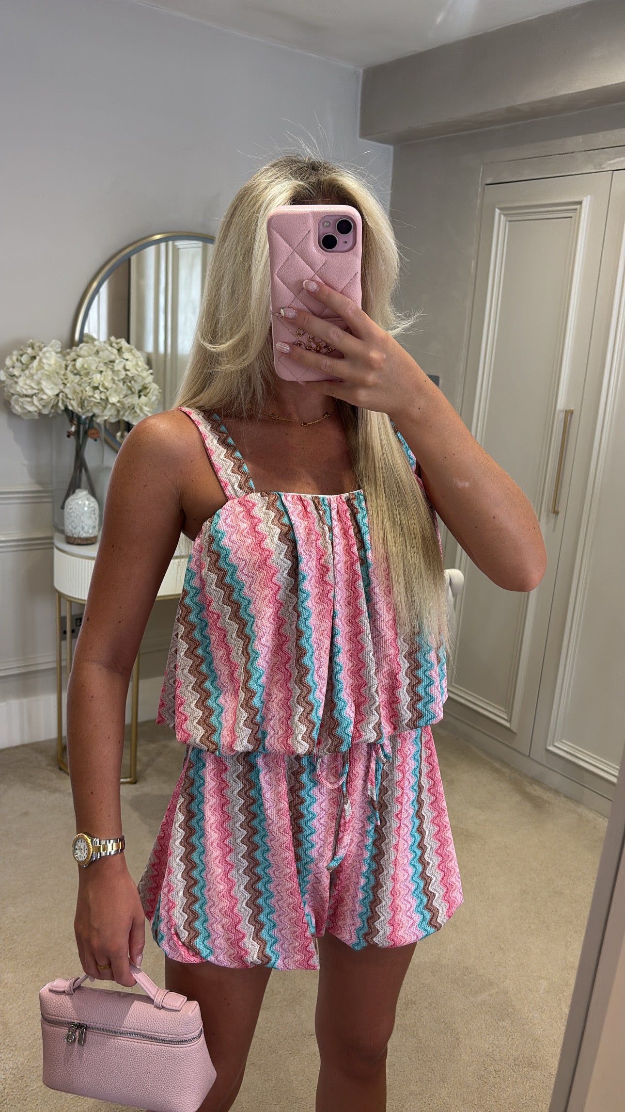 Zig zag puff ball short set