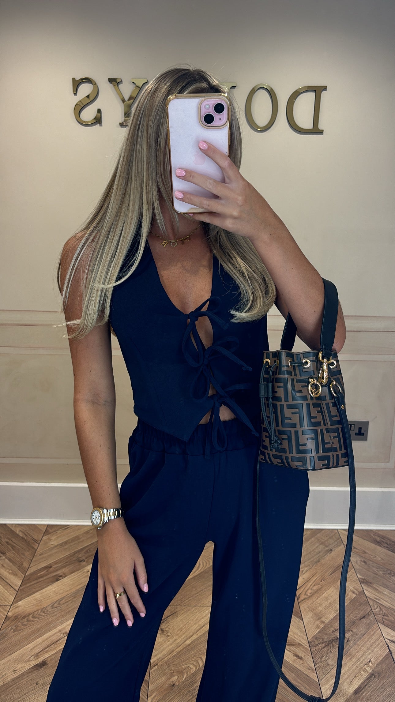 Tie waist coat lounge set