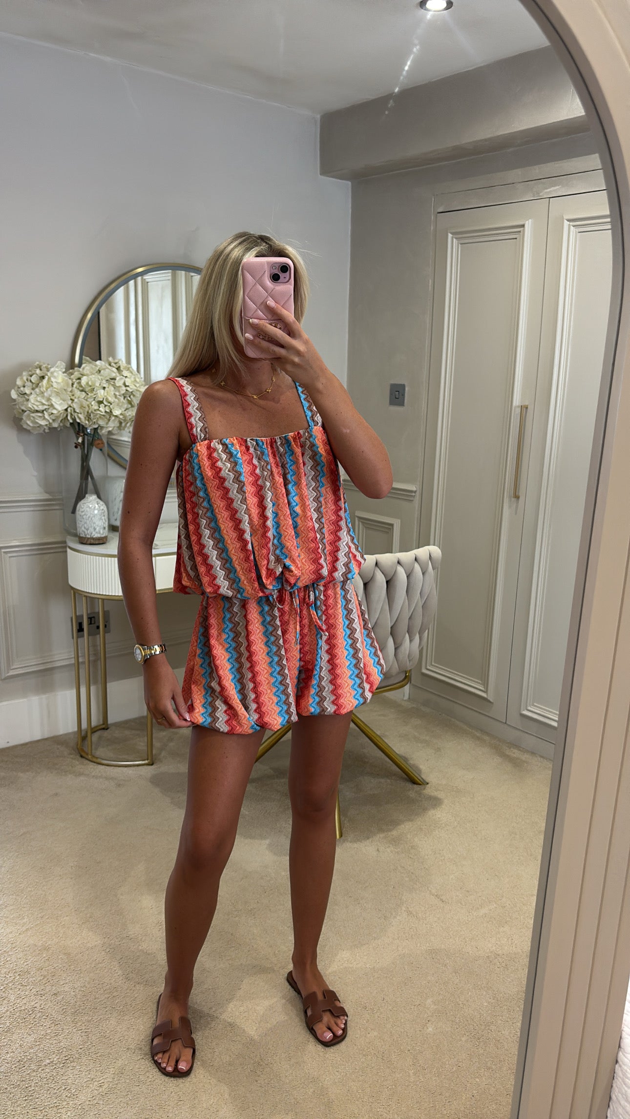 Zig zag puff ball short set