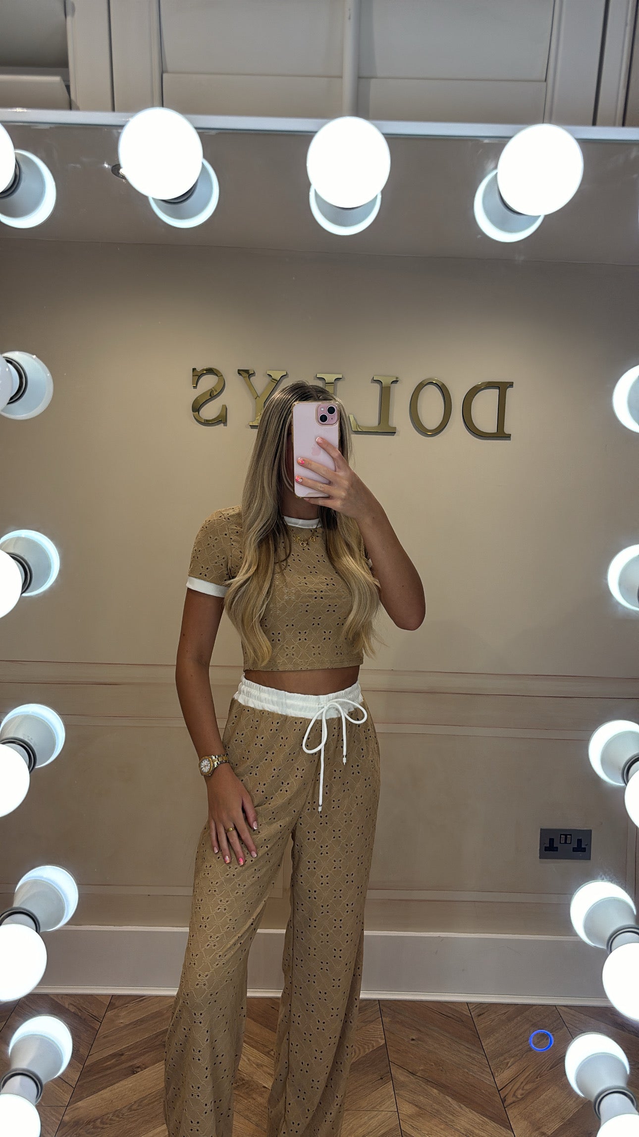 Embroidered draw string lounge set